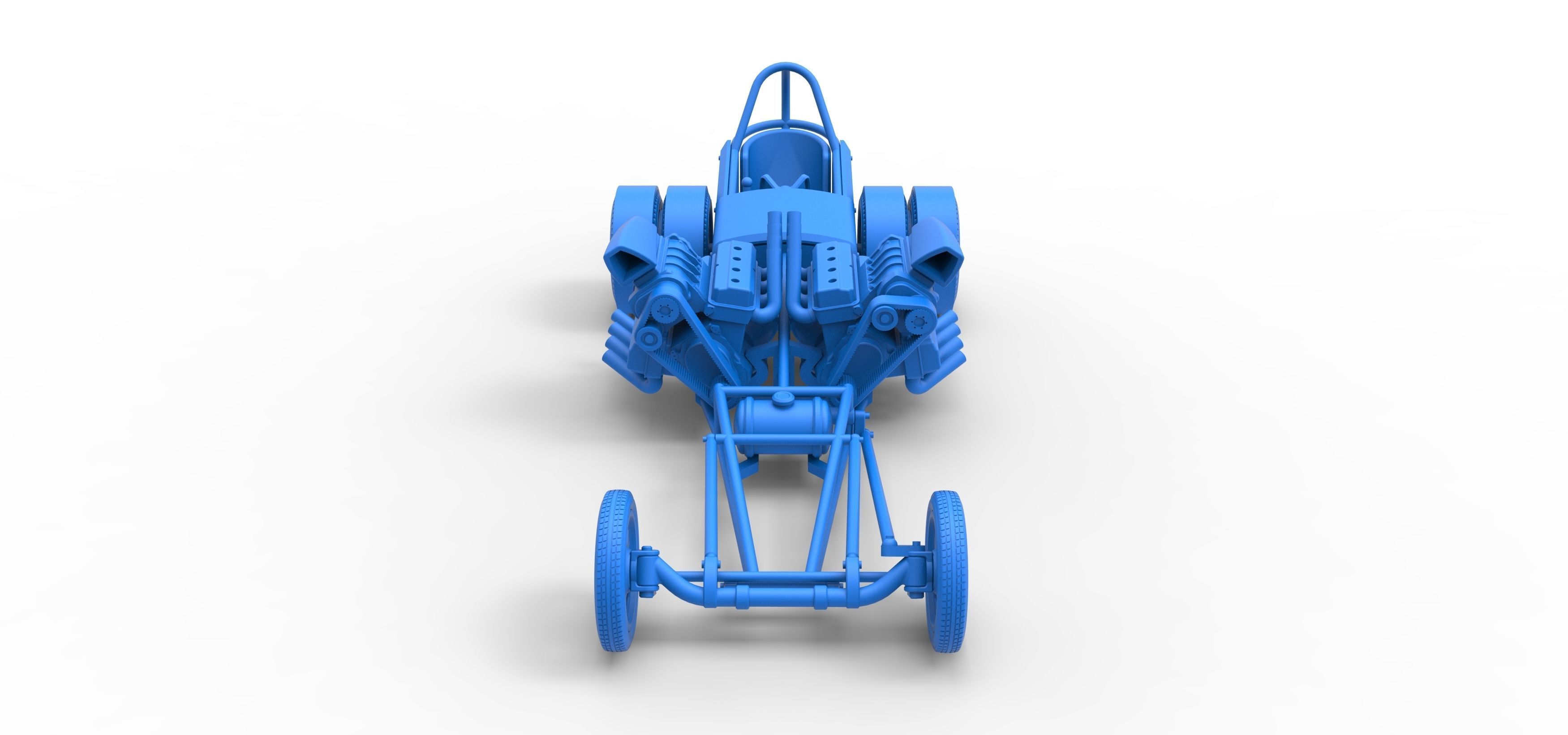 Front engine old school dragster with 2 V8 Scale 1 to 25 3D print model_20