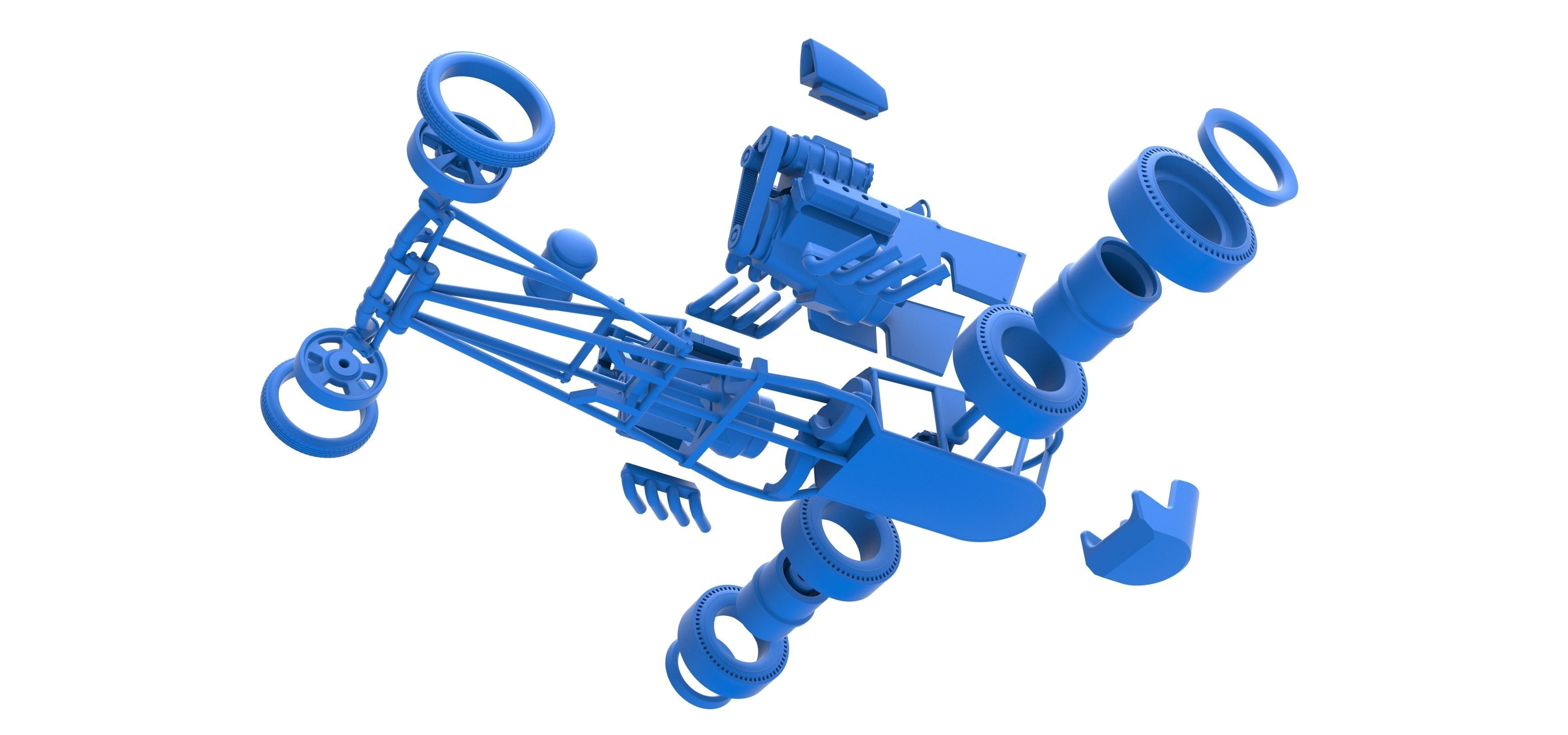 Front engine old school dragster with 2 V8 Scale 1 to 25 3D print model_30