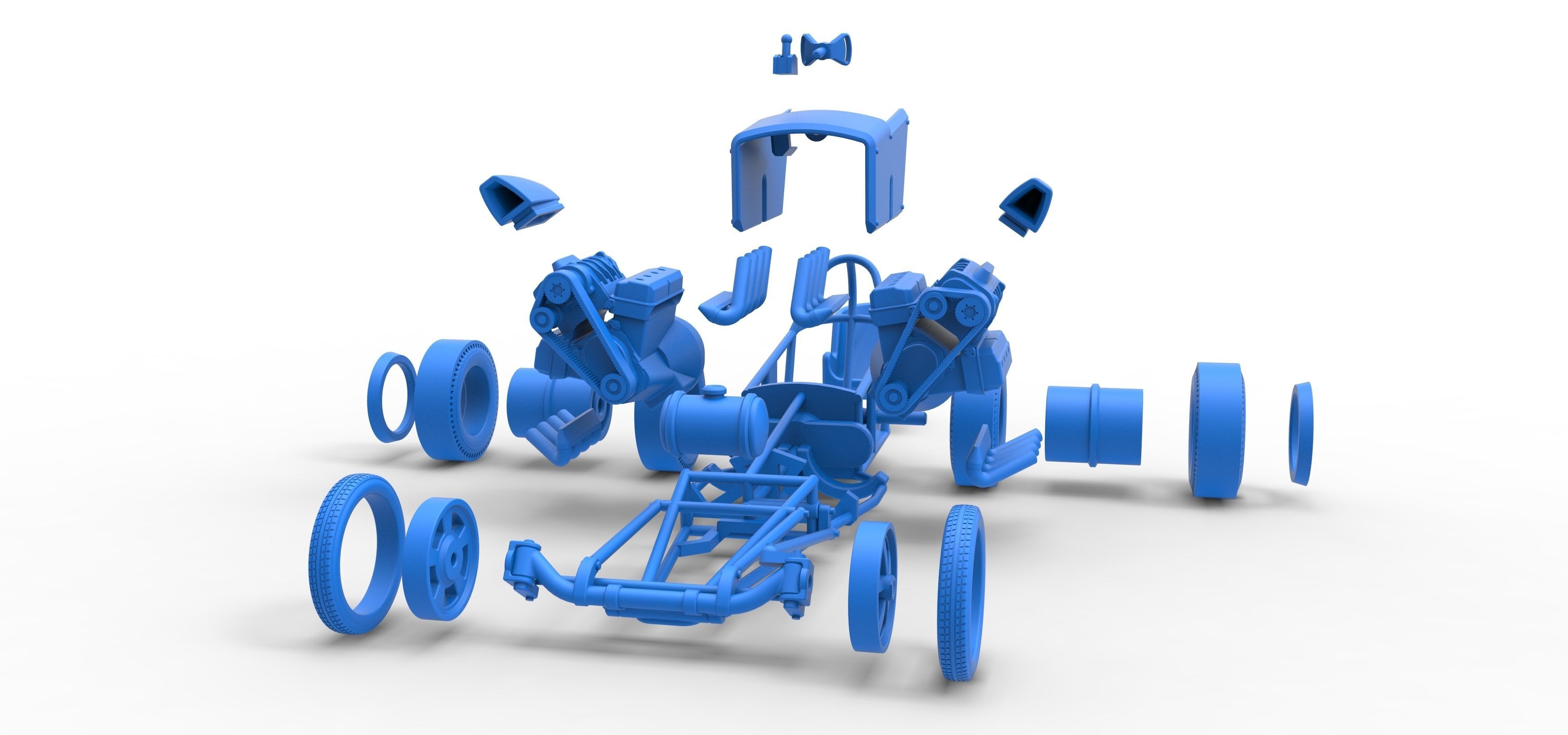 Front engine old school dragster with 2 V8 Scale 1 to 25 3D print model_32