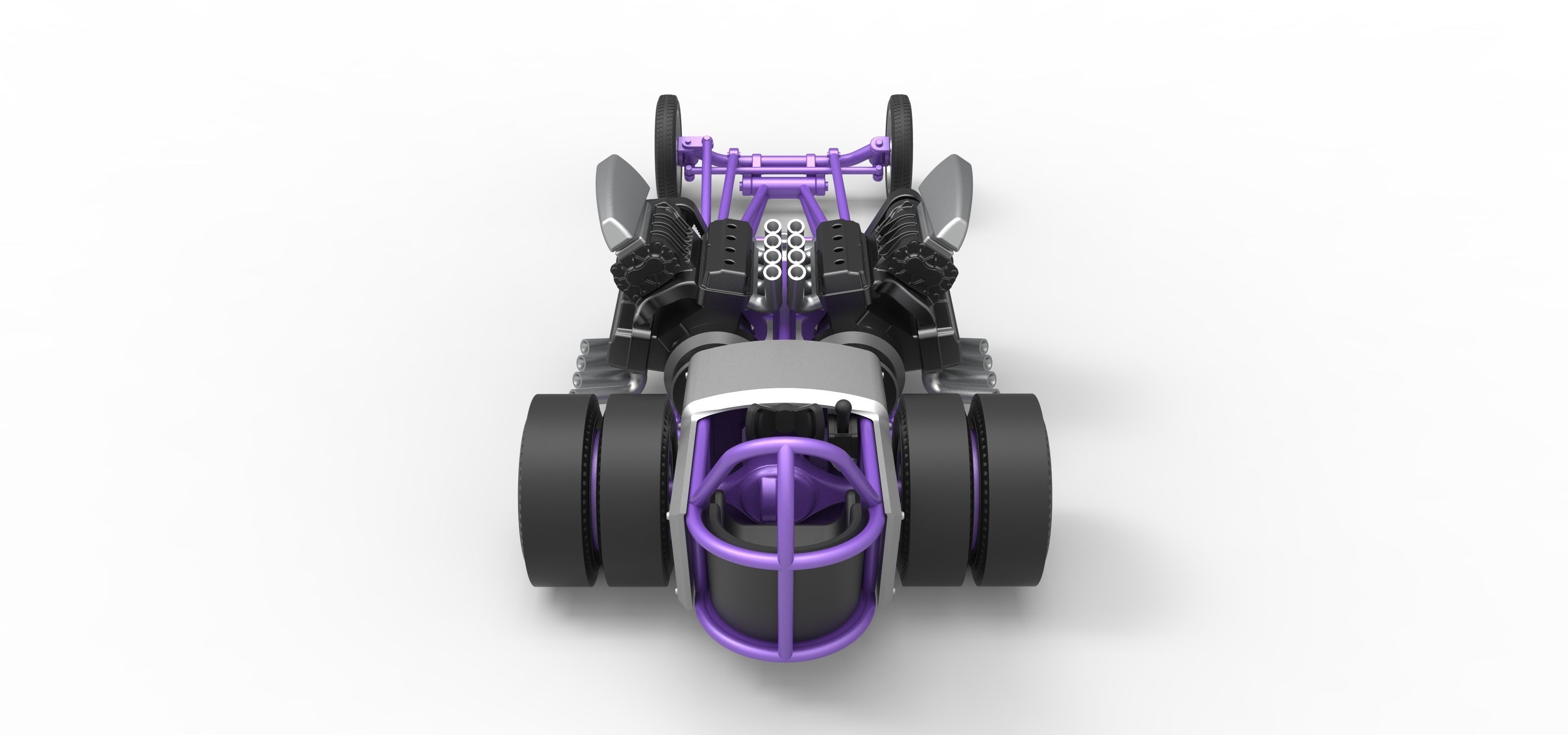 Front engine old school dragster with 2 V8 Scale 1 to 25 3D print model_13