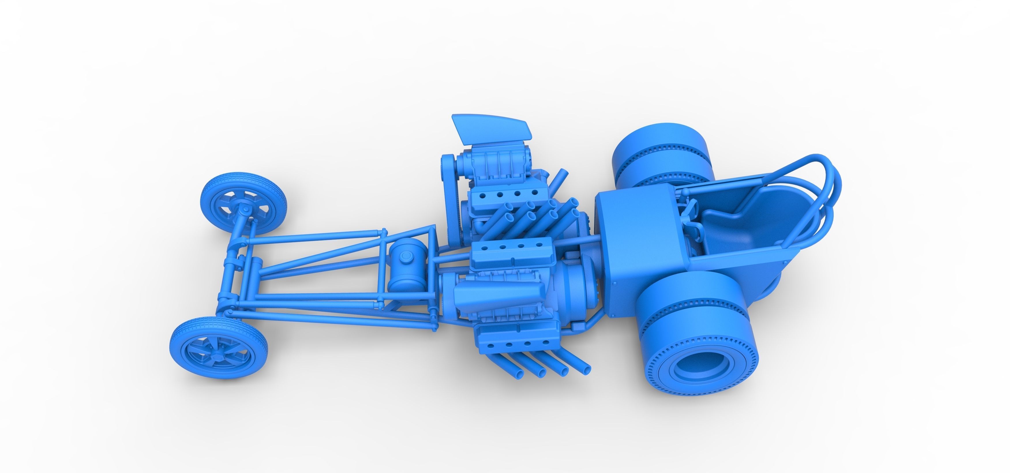 Front engine old school dragster with 2 V8 Scale 1 to 25 3D print model_23