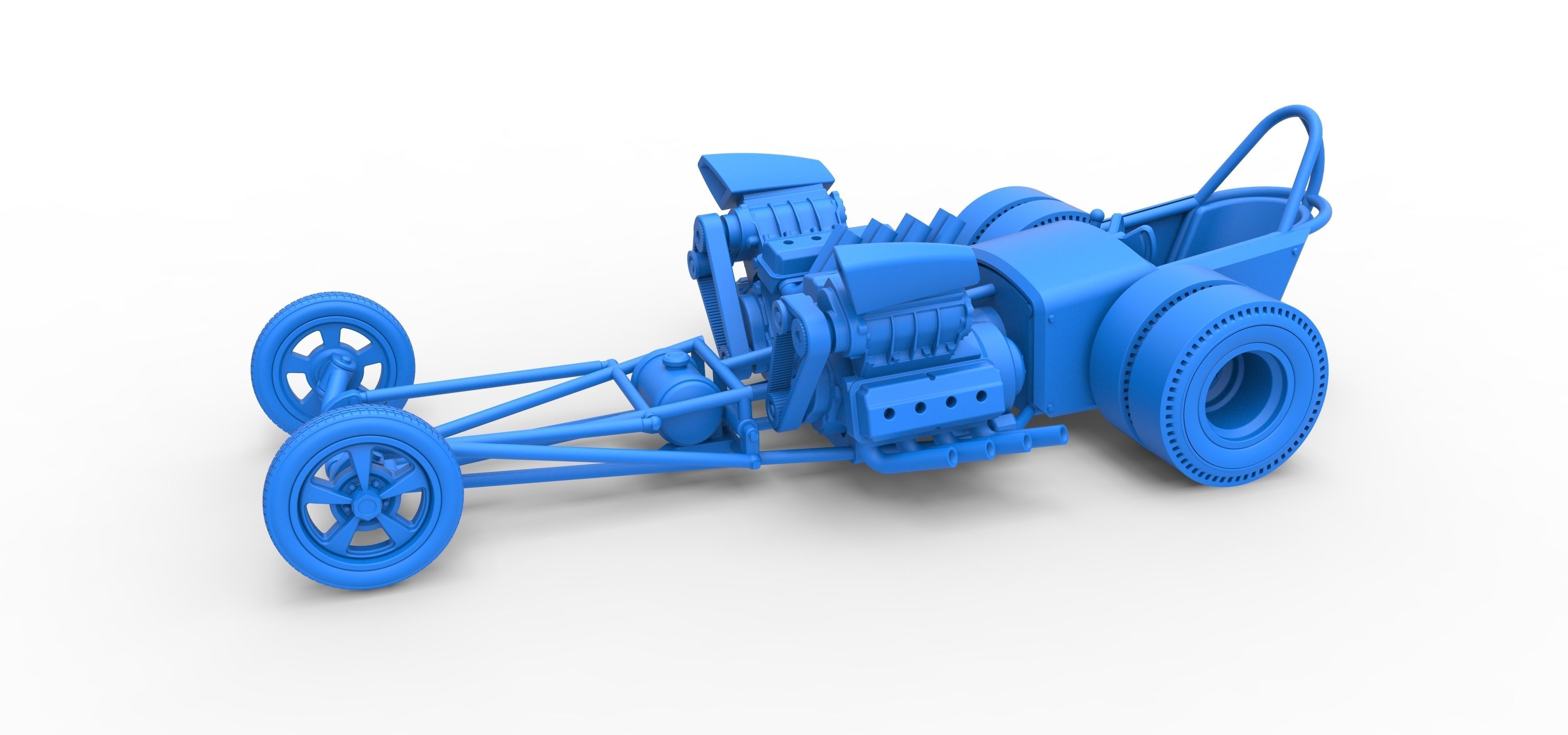 Front engine old school dragster with 2 V8 Scale 1 to 25 3D print model_15