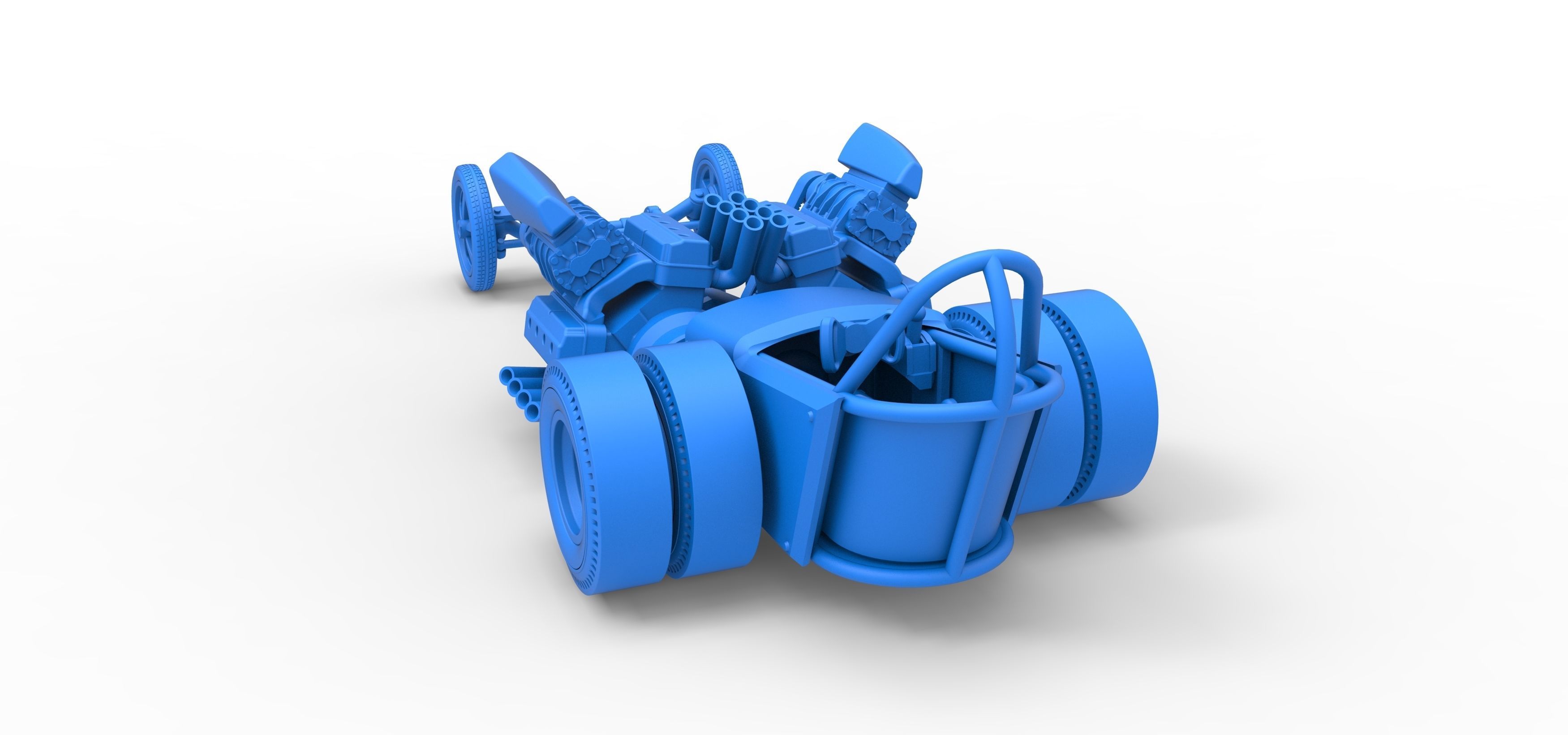 Front engine old school dragster with 2 V8 Scale 1 to 25 3D print model_26