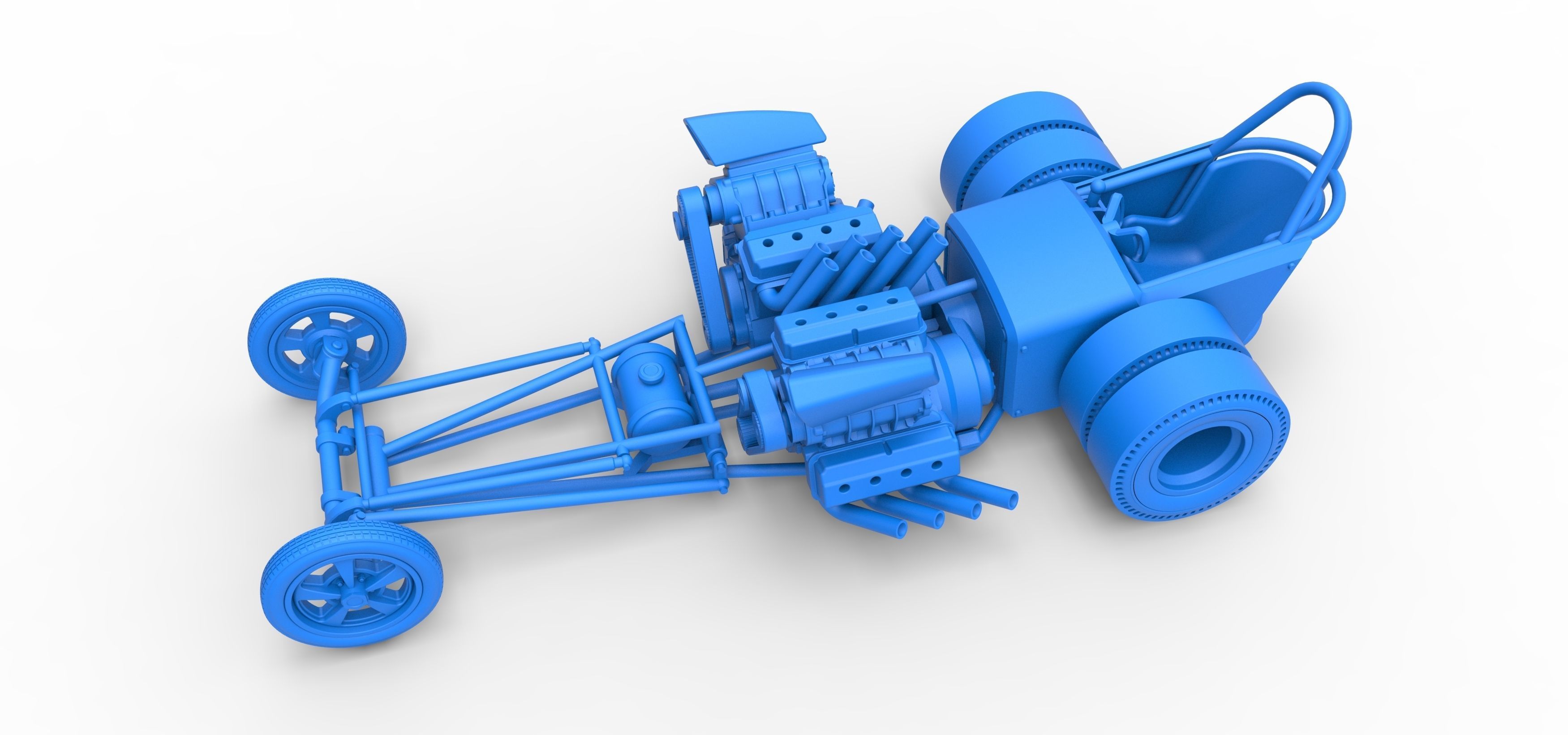 Front engine old school dragster with 2 V8 Scale 1 to 25 3D print model_17