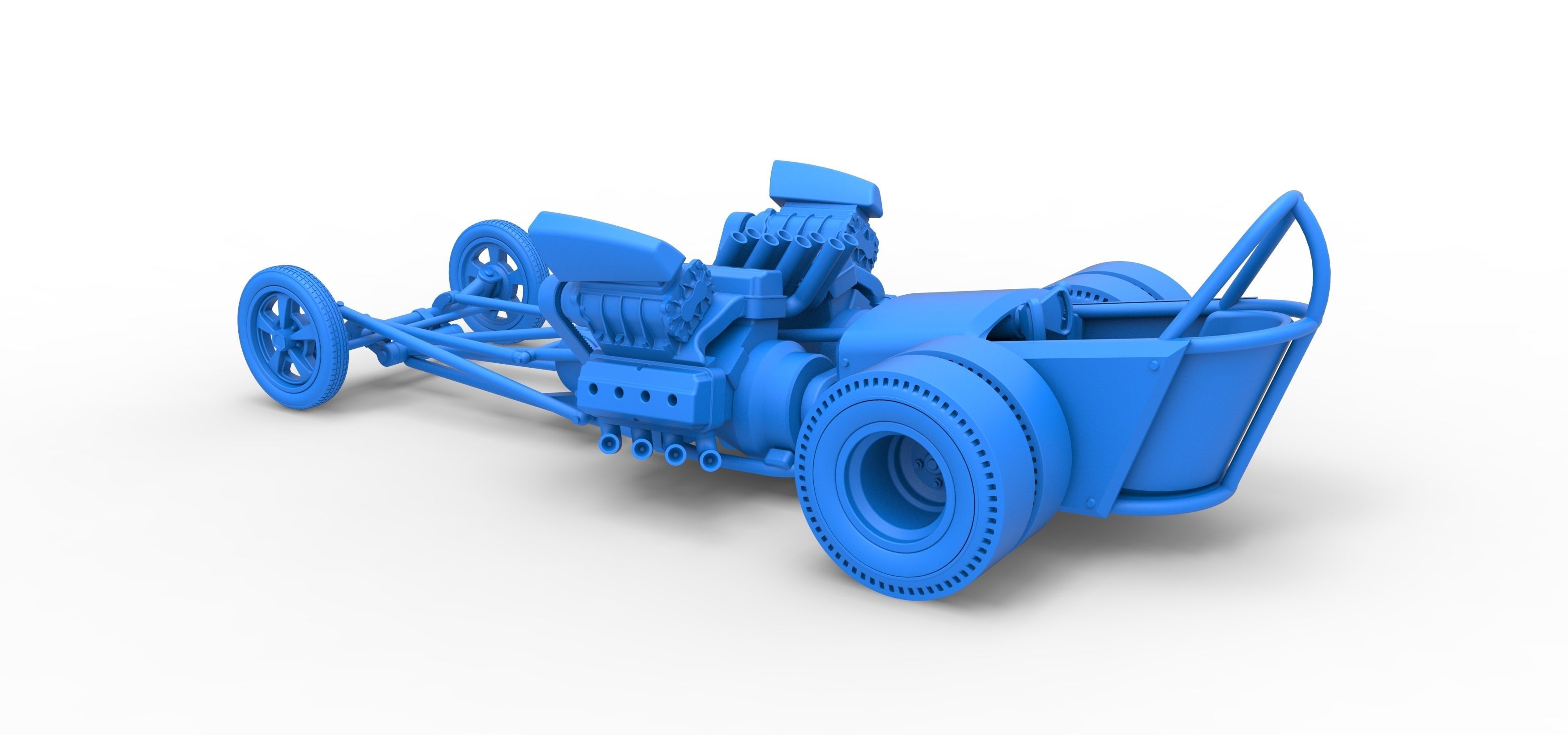 Front engine old school dragster with 2 V8 Scale 1 to 25 3D print model_25