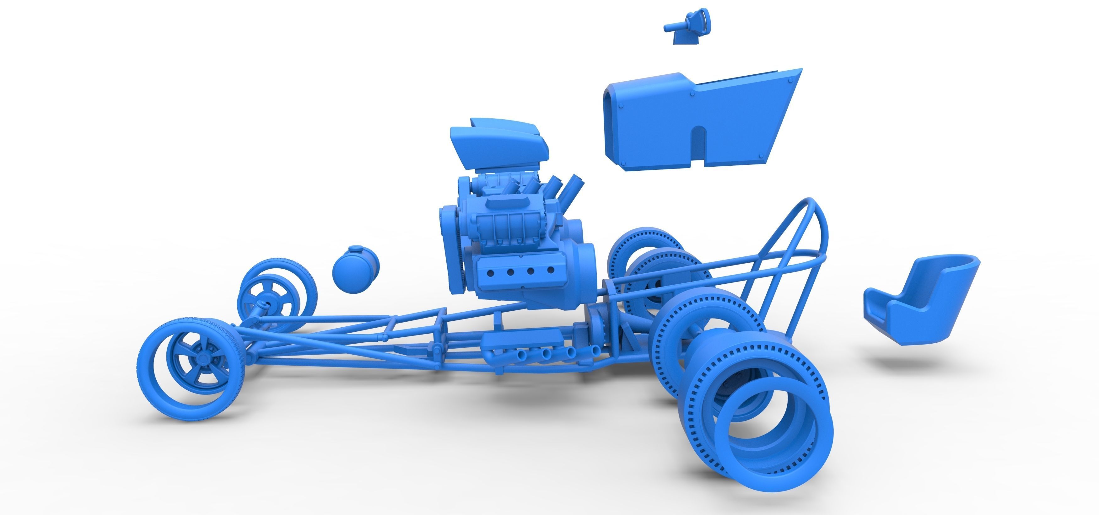 Front engine old school dragster with 2 V8 Scale 1 to 25 3D print model_33