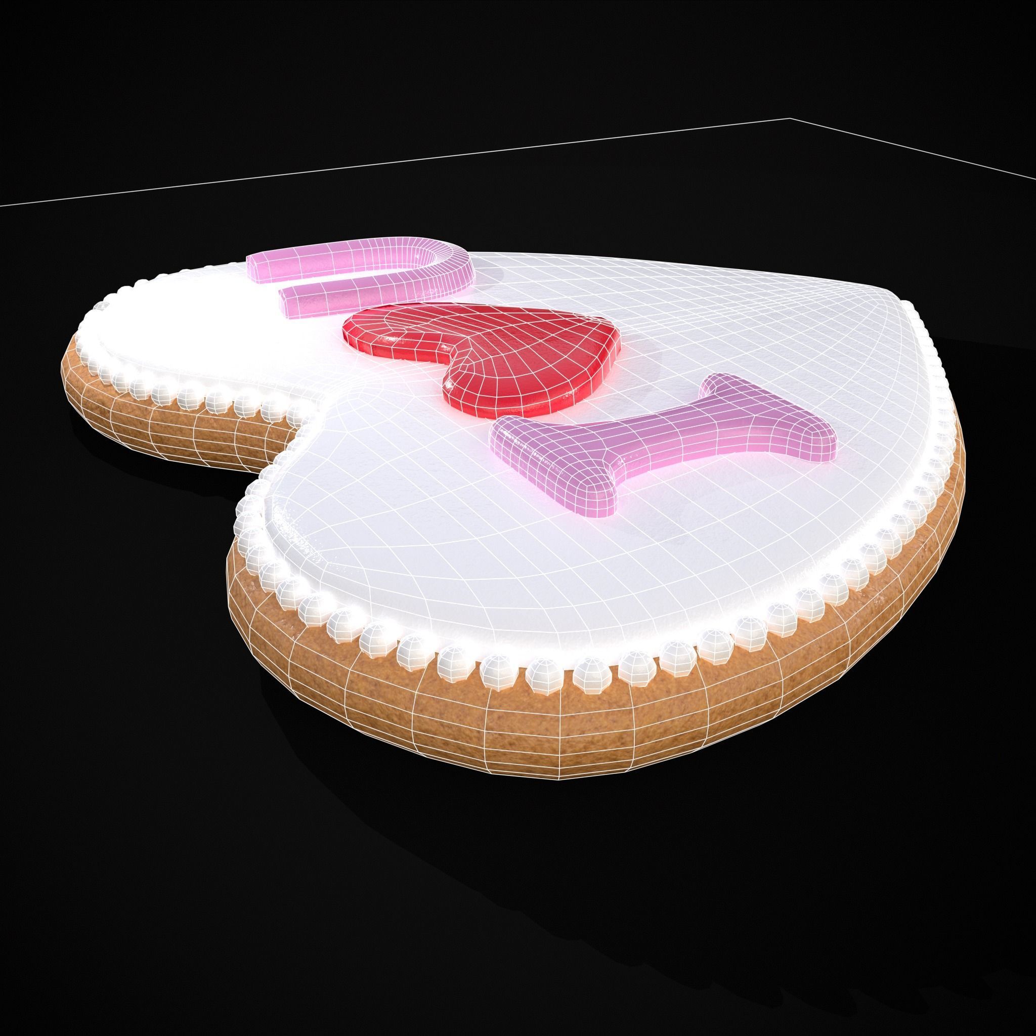 I Heart You Valentines Cookie Low-poly 3D model_16