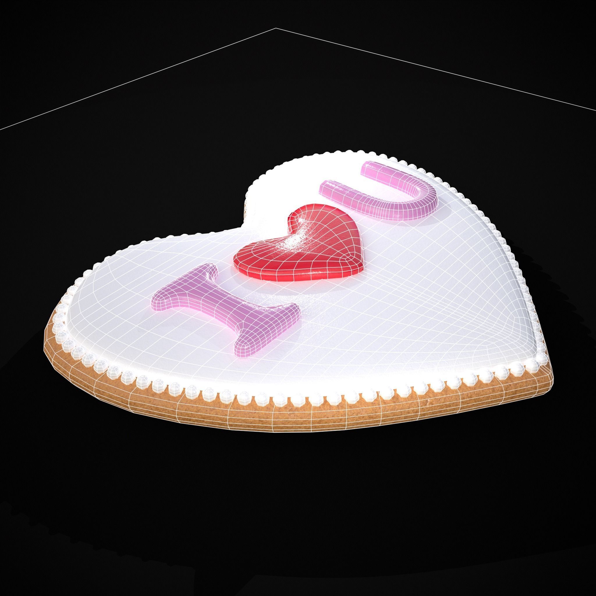 I Heart You Valentines Cookie Low-poly 3D model_20