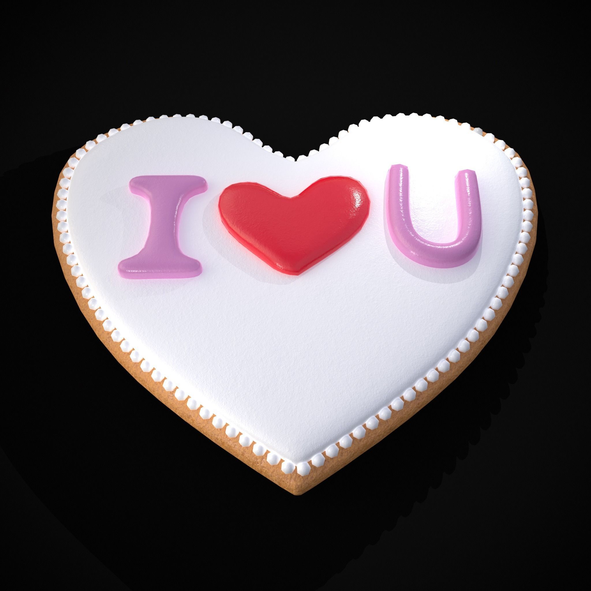 I Heart You Valentines Cookie Low-poly 3D model_27