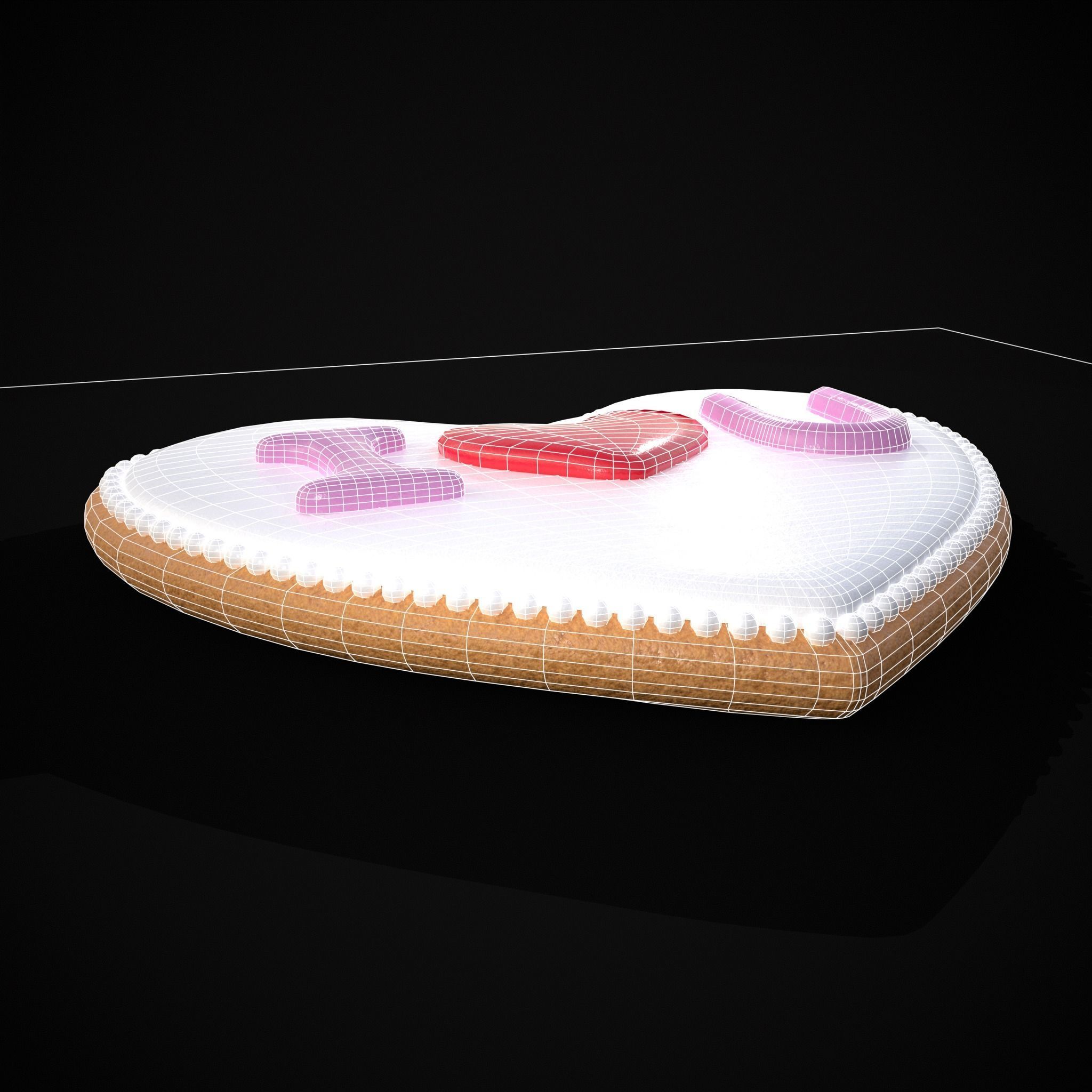 I Heart You Valentines Cookie Low-poly 3D model_12