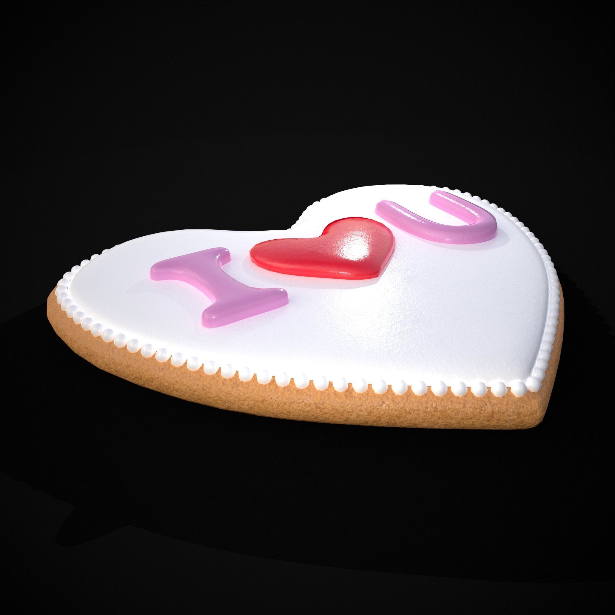 I Heart You Valentines Cookie Low-poly 3D model_5