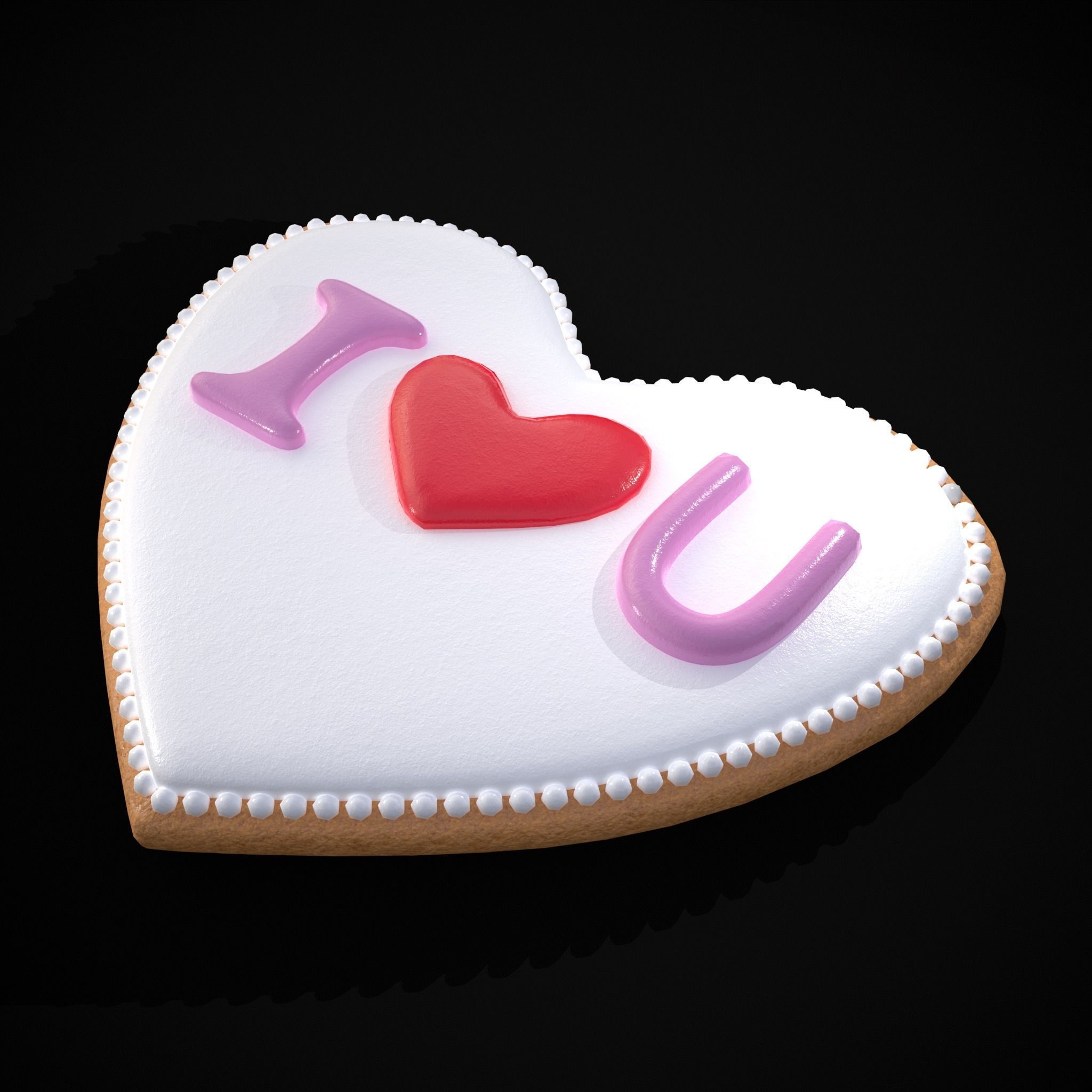 I Heart You Valentines Cookie Low-poly 3D model_23