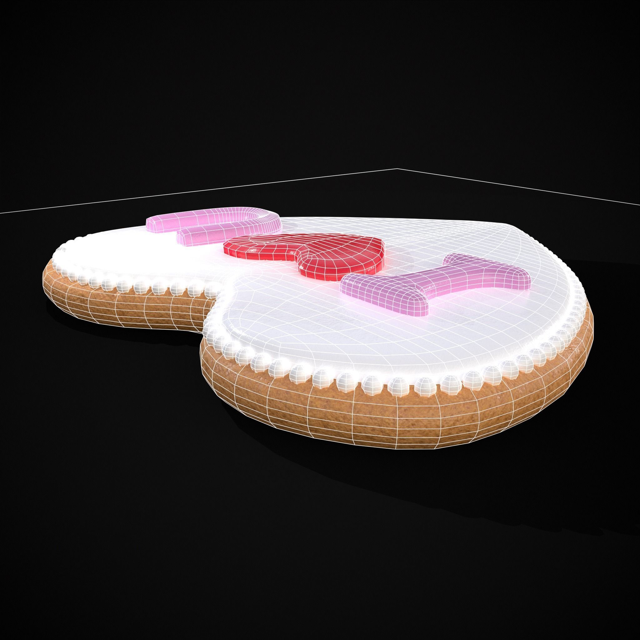 I Heart You Valentines Cookie Low-poly 3D model_10