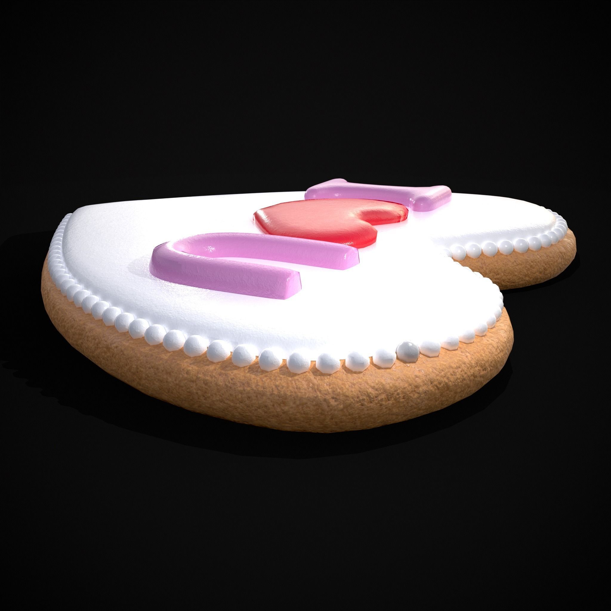 I Heart You Valentines Cookie Low-poly 3D model_17