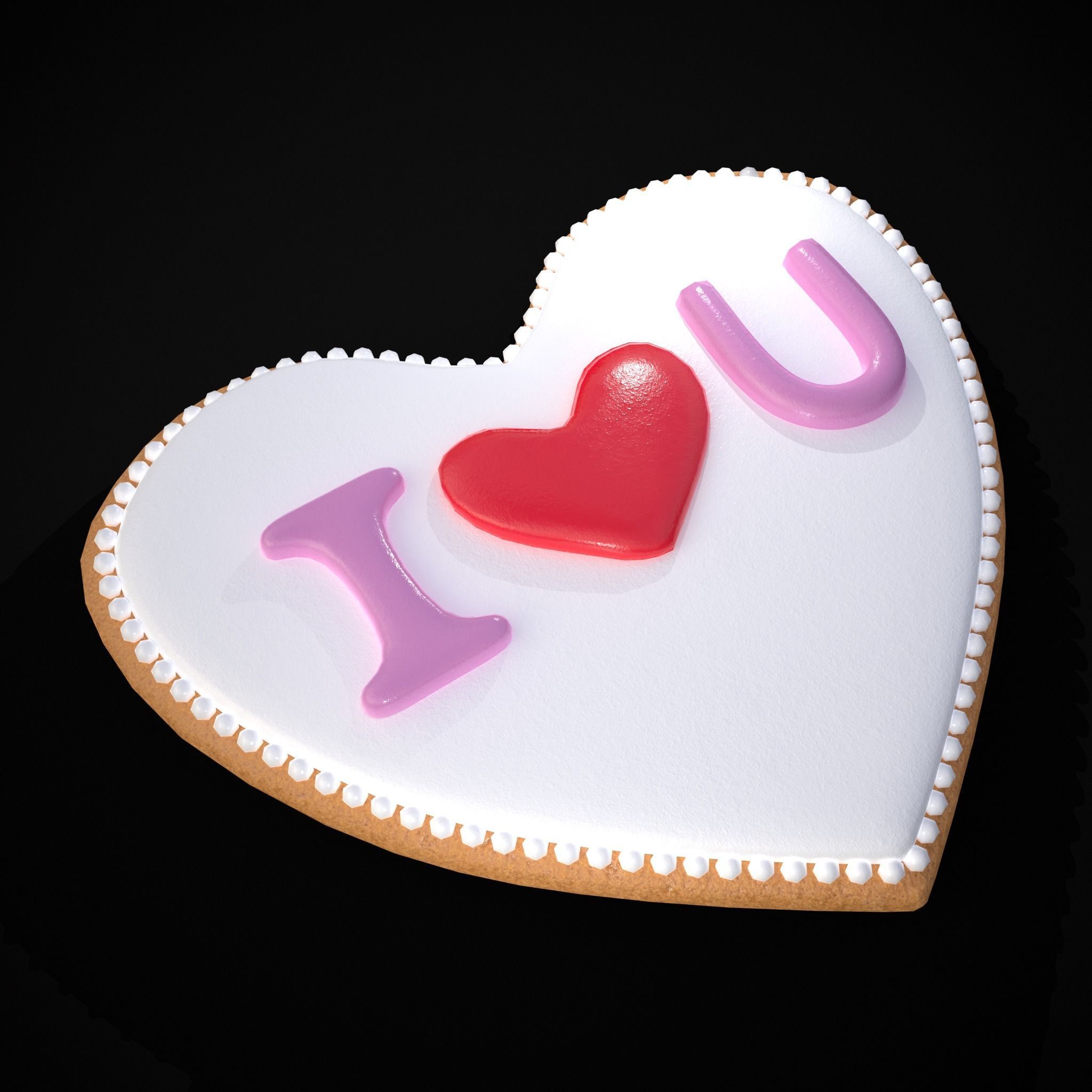I Heart You Valentines Cookie Low-poly 3D model_25