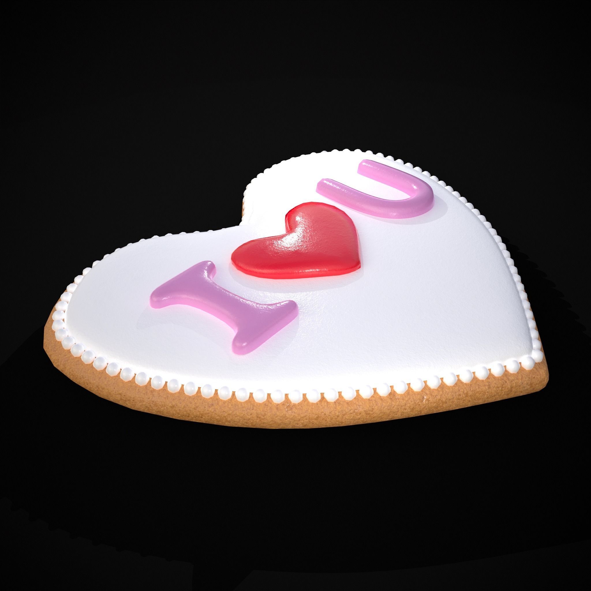 I Heart You Valentines Cookie Low-poly 3D model_19