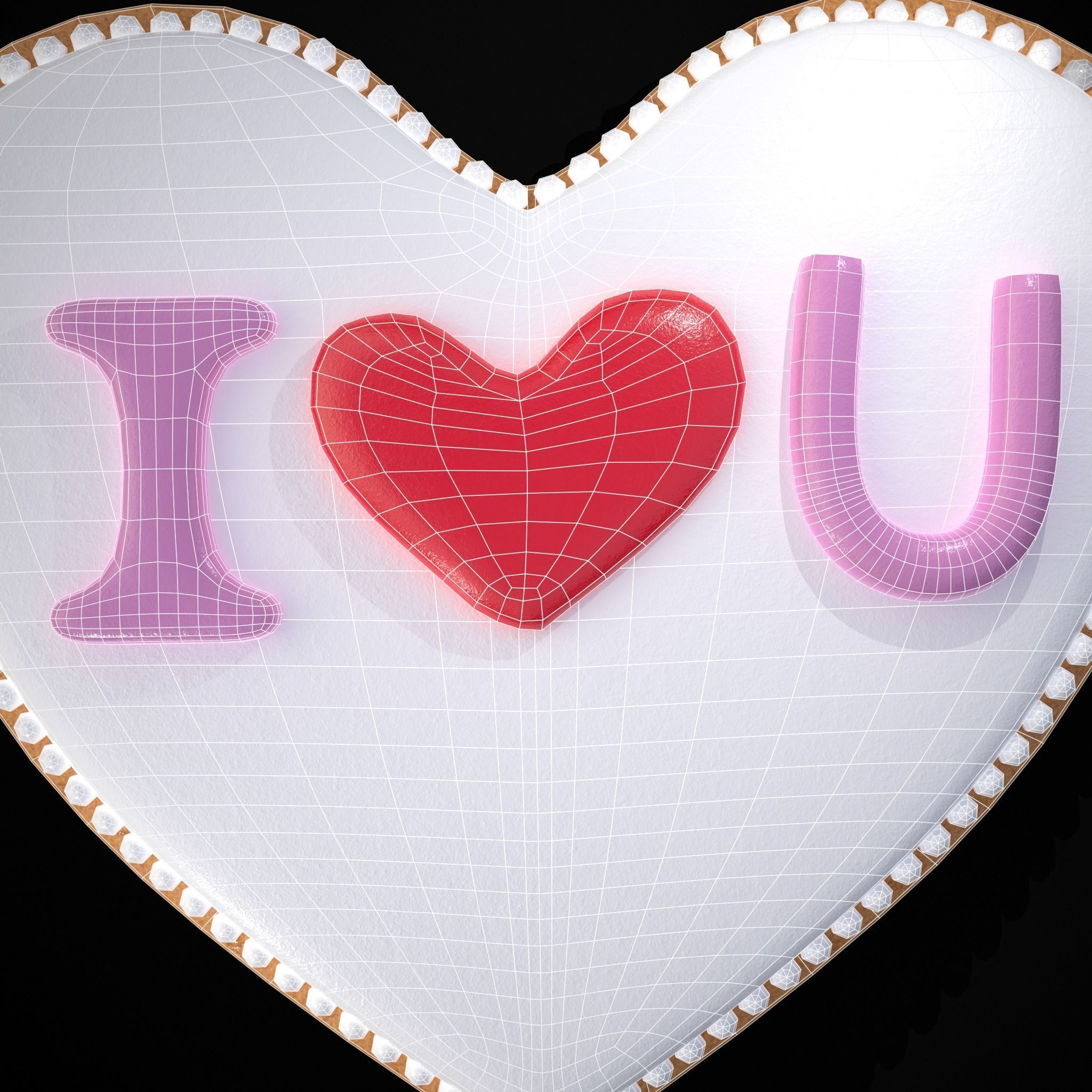 I Heart You Valentines Cookie Low-poly 3D model_14