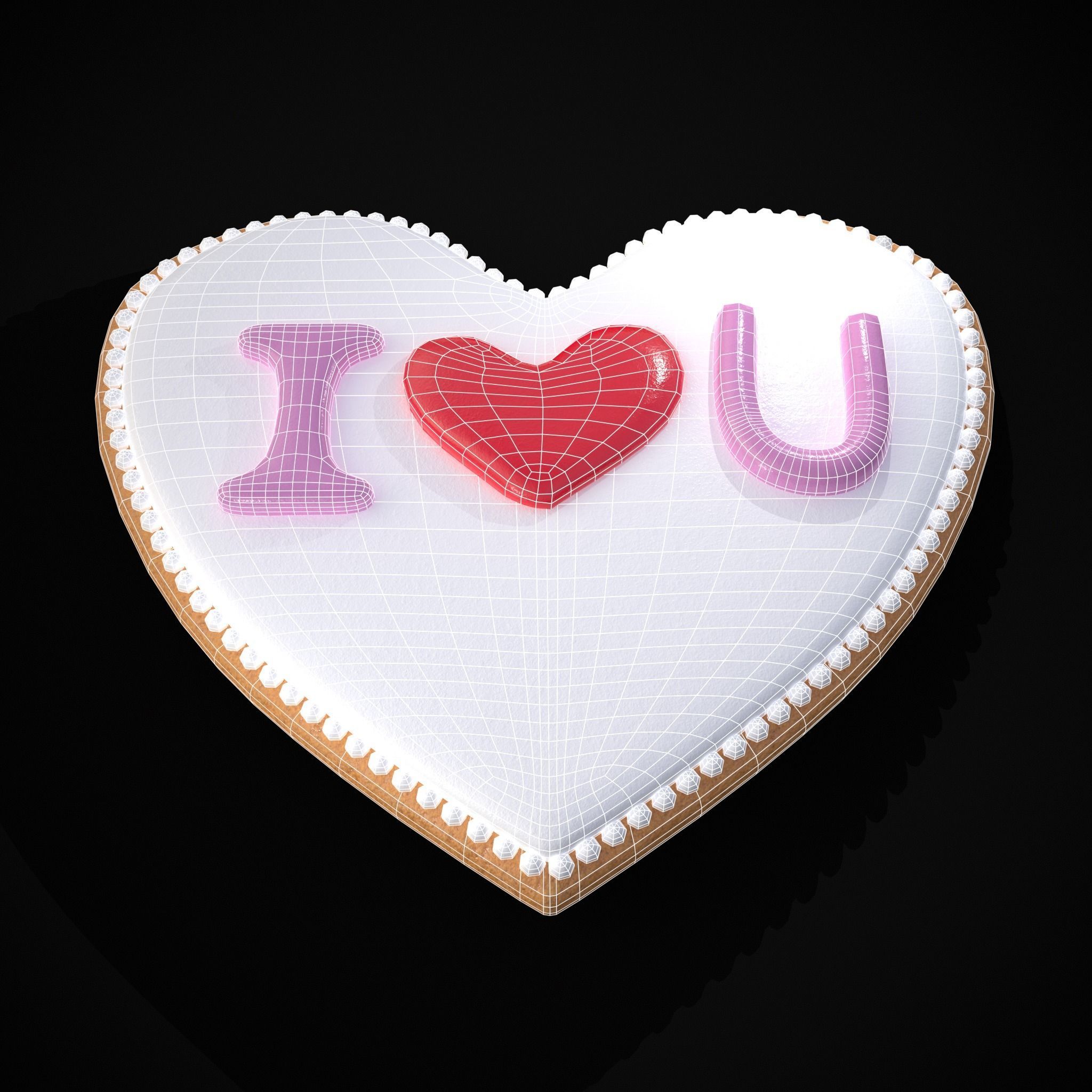 I Heart You Valentines Cookie Low-poly 3D model_28