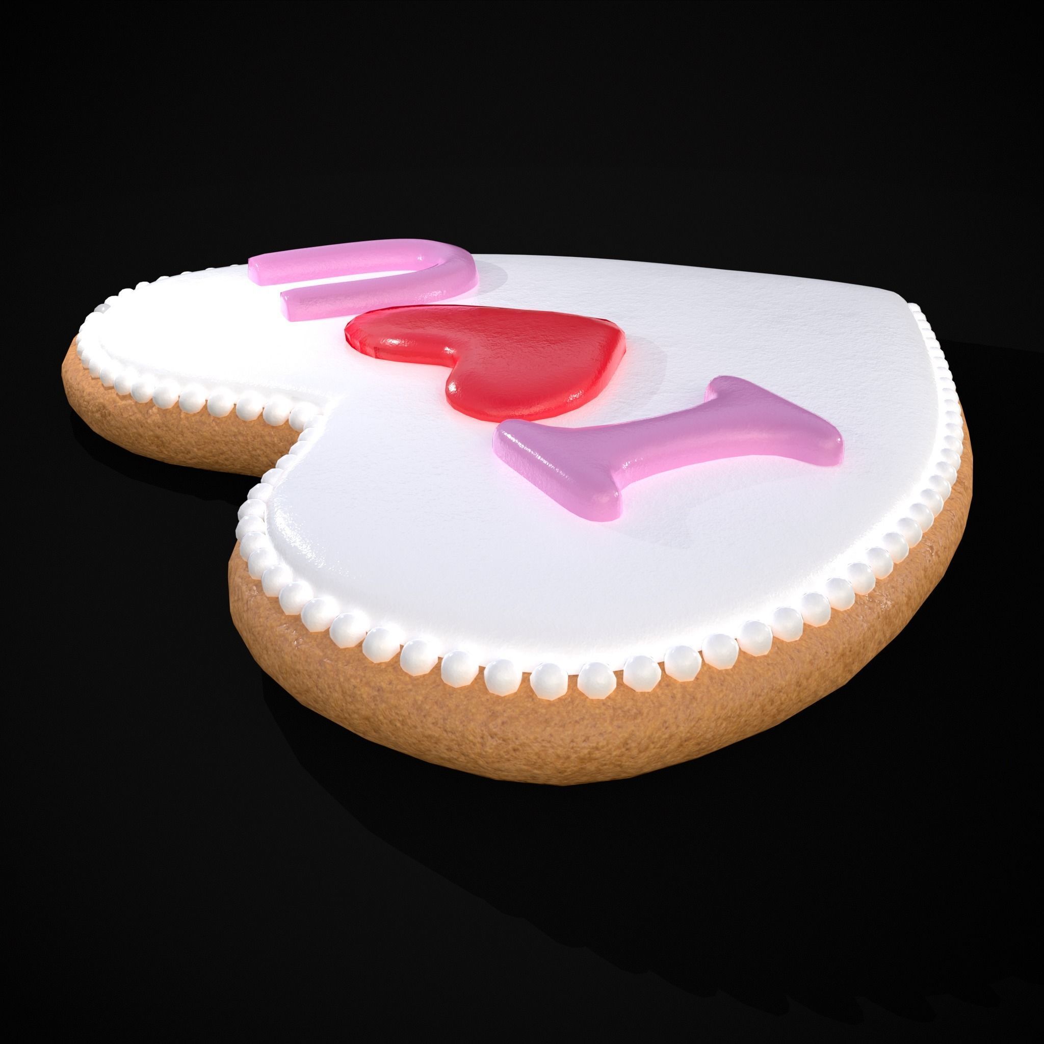 I Heart You Valentines Cookie Low-poly 3D model_15