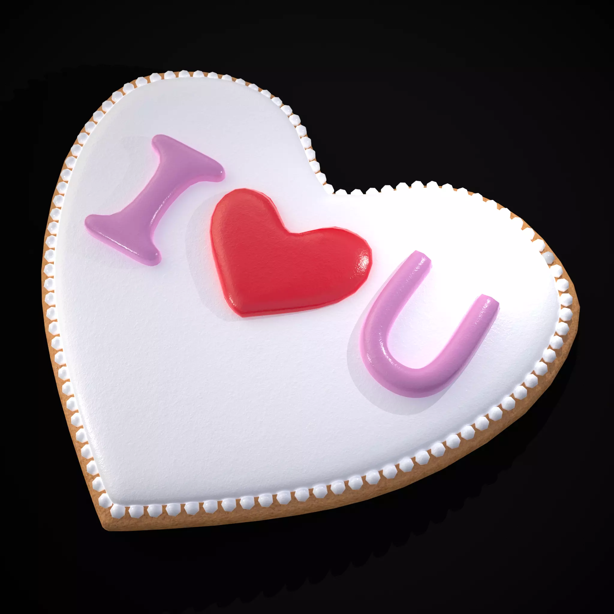 I Heart You Valentines Cookie Low-poly 3D model_0