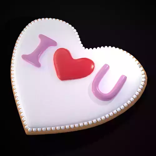 I Heart You Valentines Cookie Low-poly 3D model