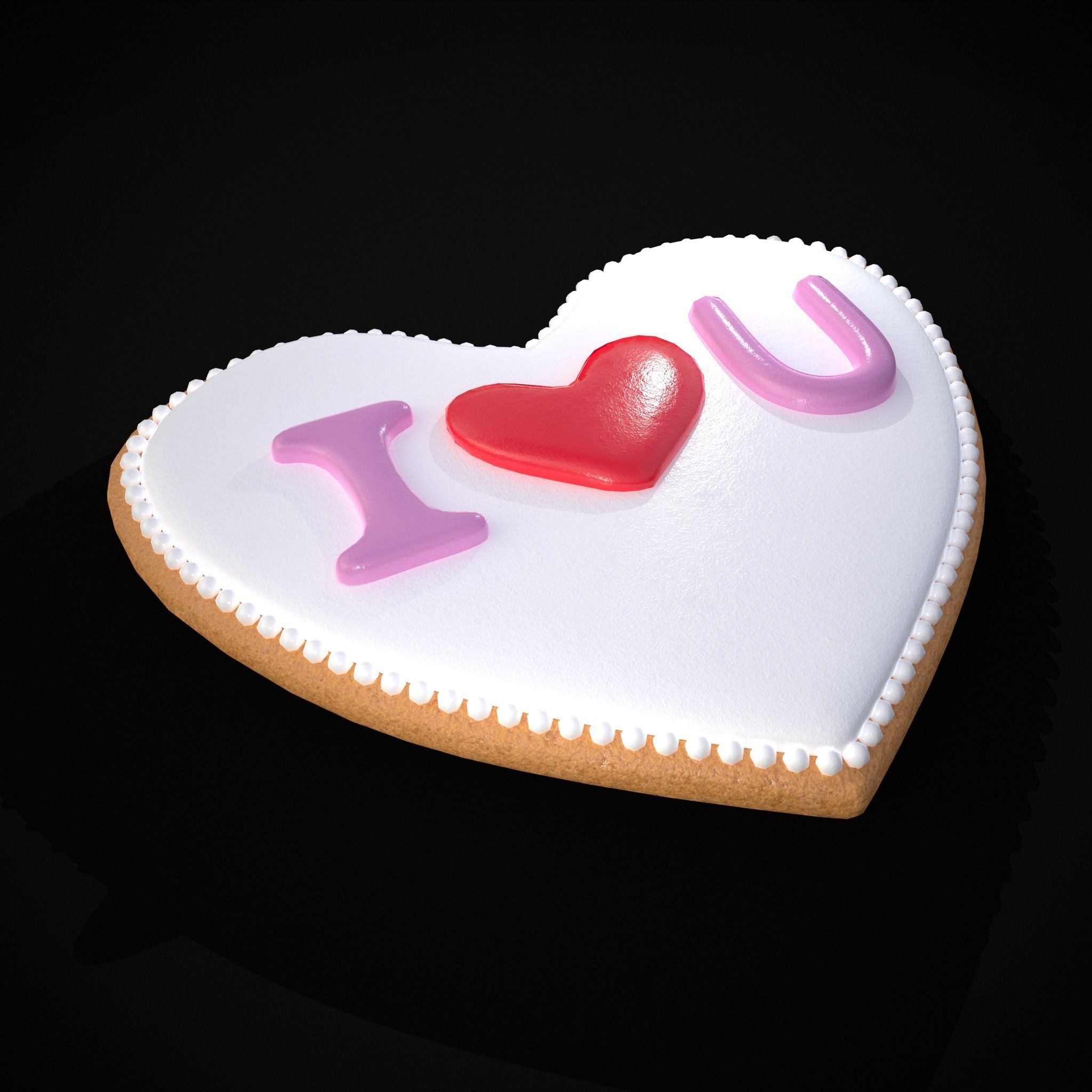 I Heart You Valentines Cookie Low-poly 3D model_29
