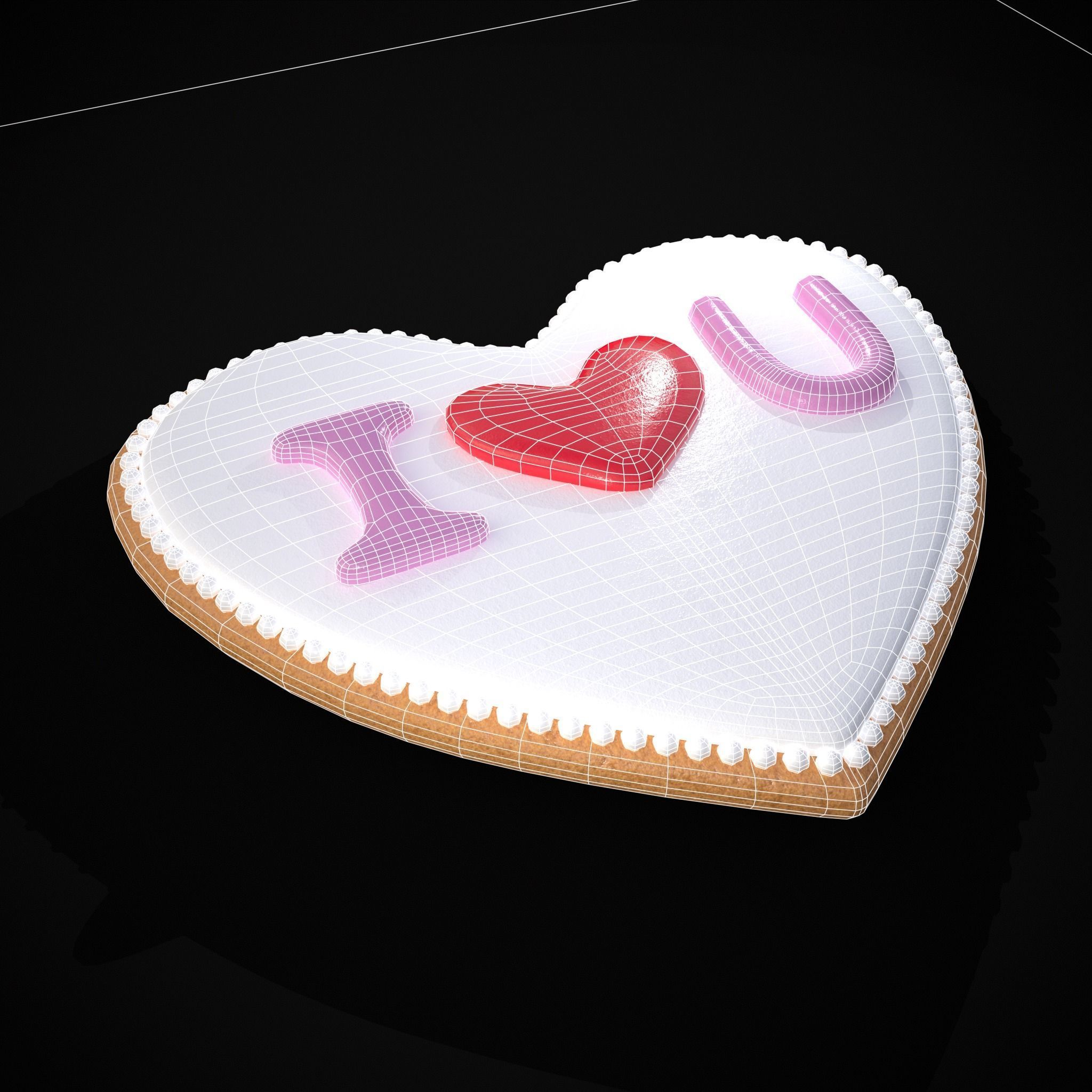 I Heart You Valentines Cookie Low-poly 3D model_30