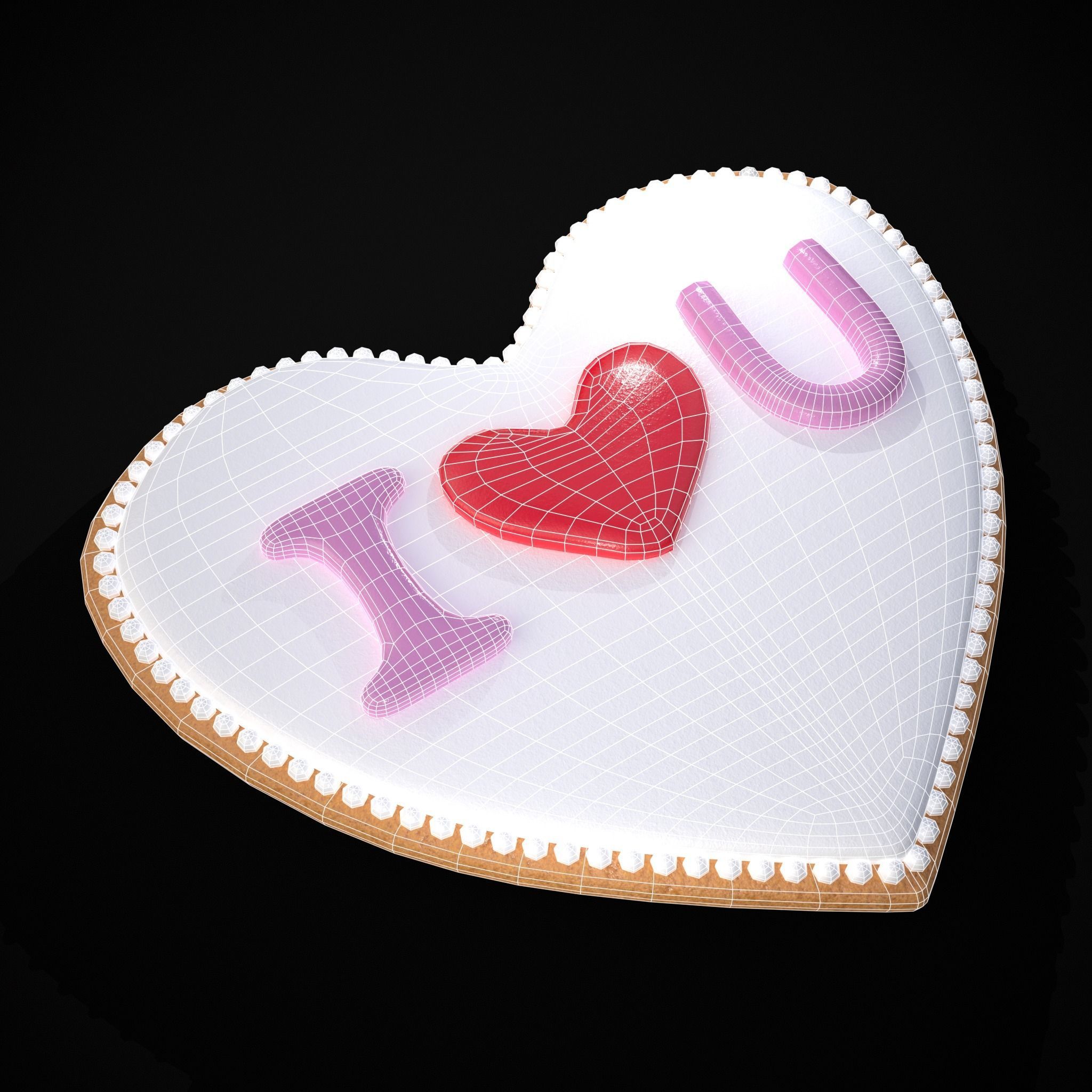 I Heart You Valentines Cookie Low-poly 3D model_26