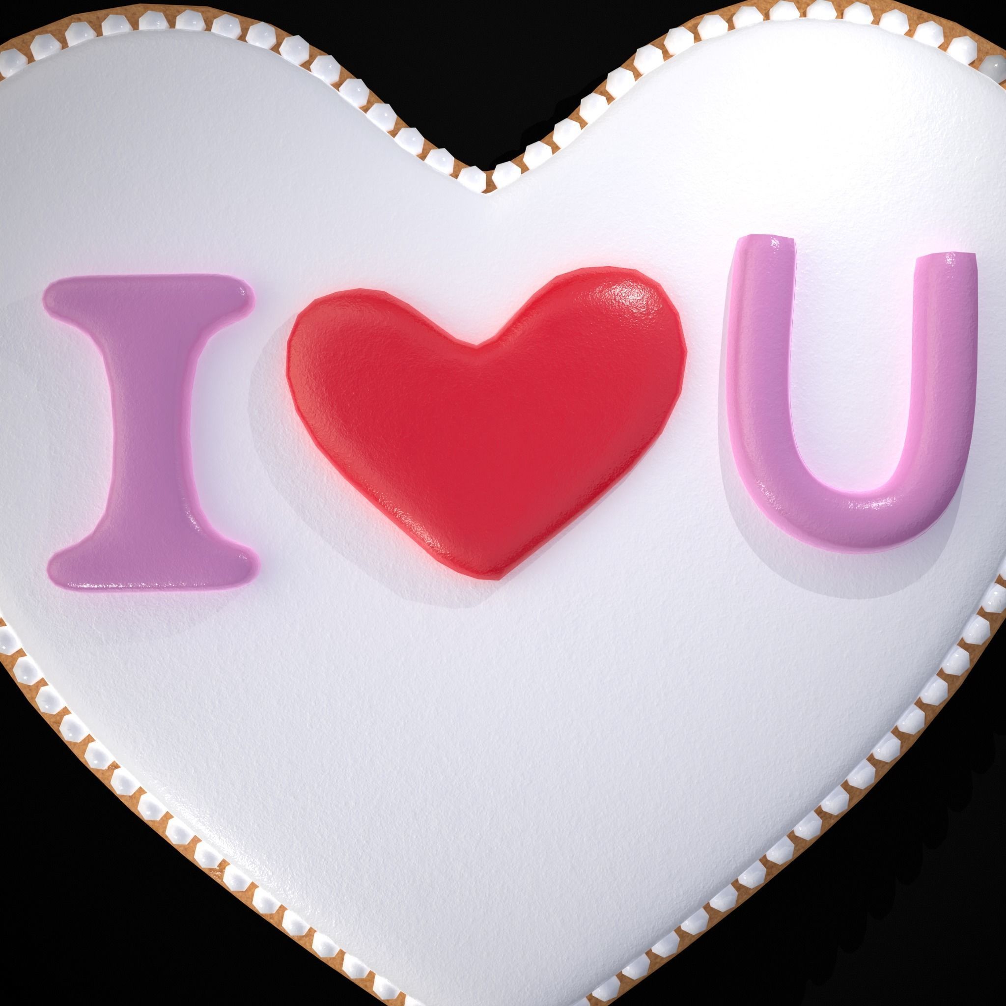 I Heart You Valentines Cookie Low-poly 3D model_13