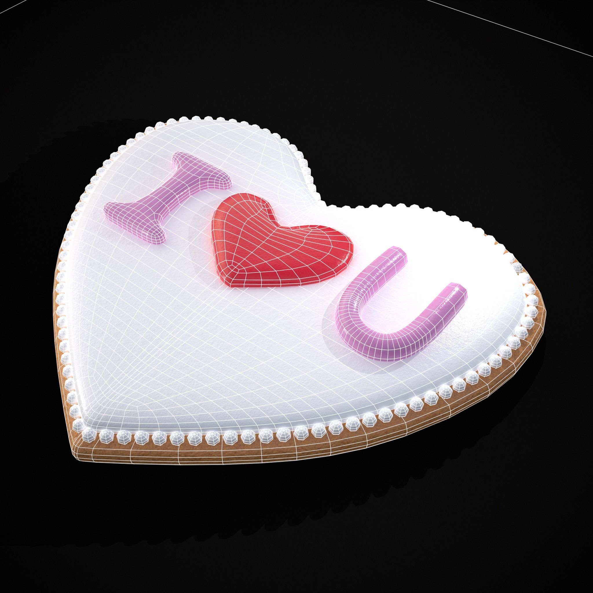 I Heart You Valentines Cookie Low-poly 3D model_24