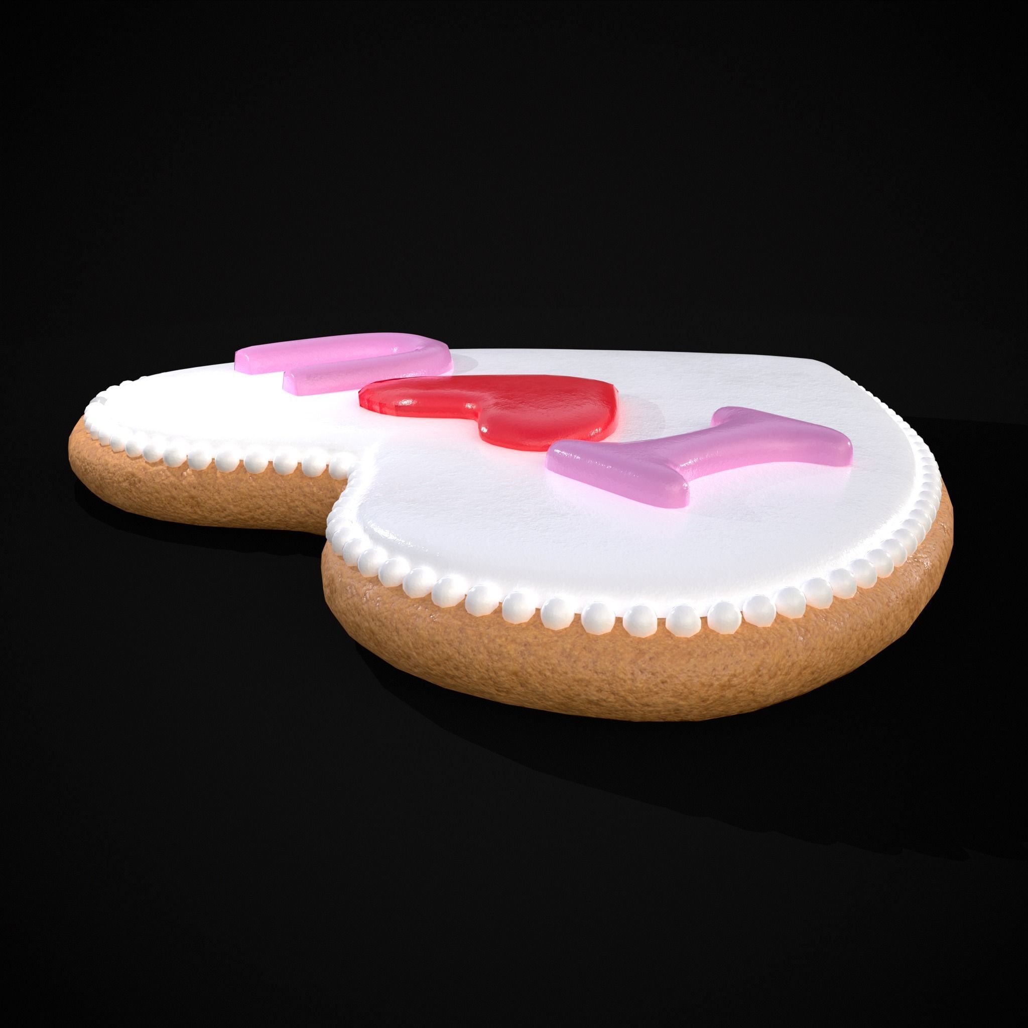 I Heart You Valentines Cookie Low-poly 3D model_9