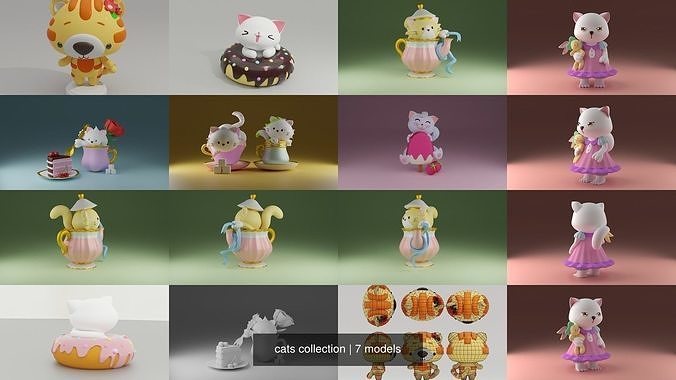 cats collection cat with cup and cake 