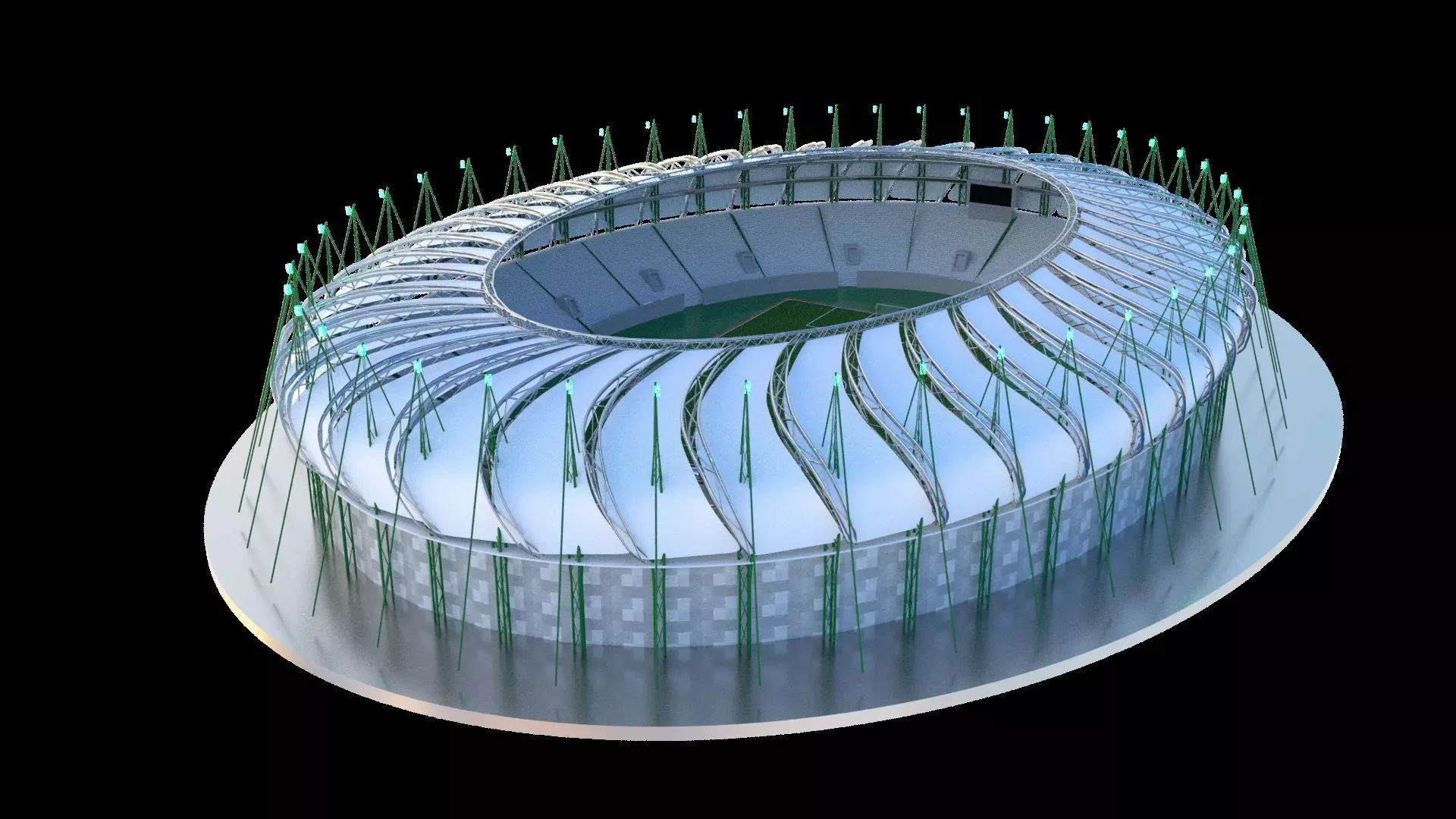 Port International Stadium - Low-poly 3D model
