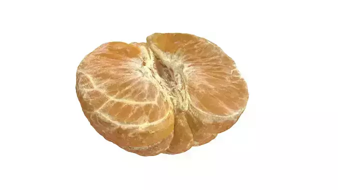 Orange without peel half with low and high poly