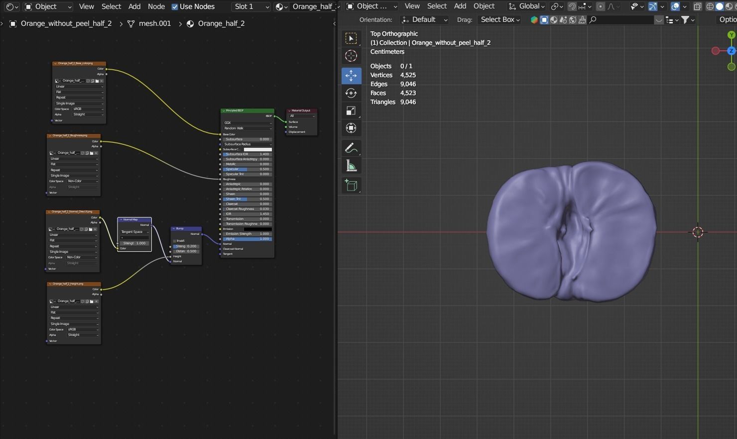 Orange without peel half with low and high poly Low-poly 3D model_11
