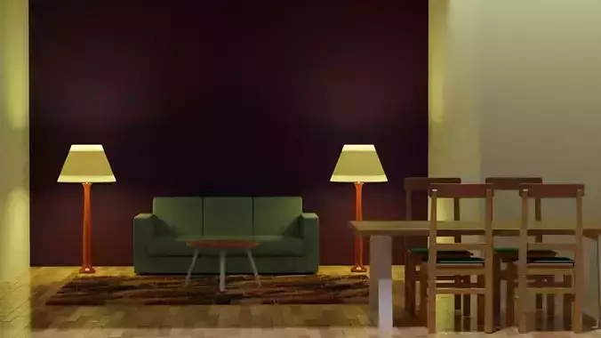 Interior -  3D - Living room scene