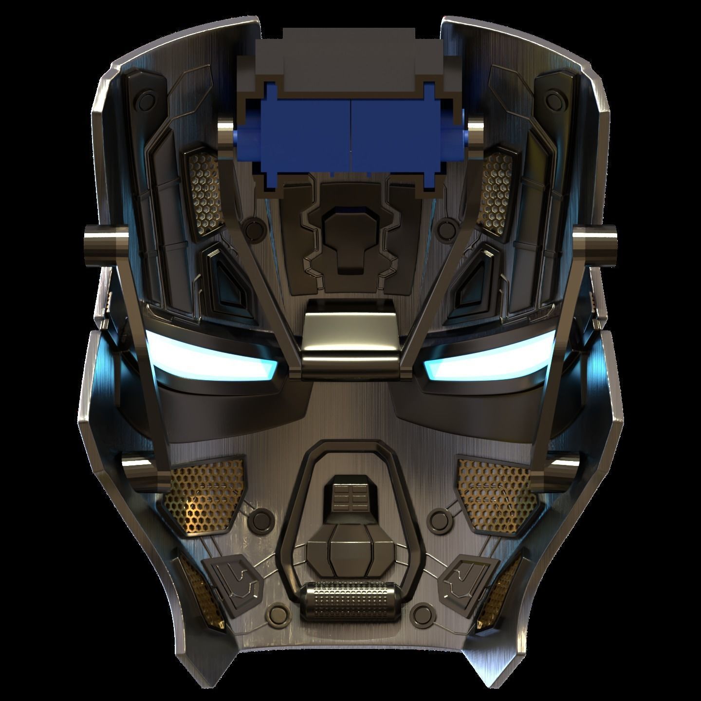 Iron man mk33 helmet with inner details and motorization 3D print model_2