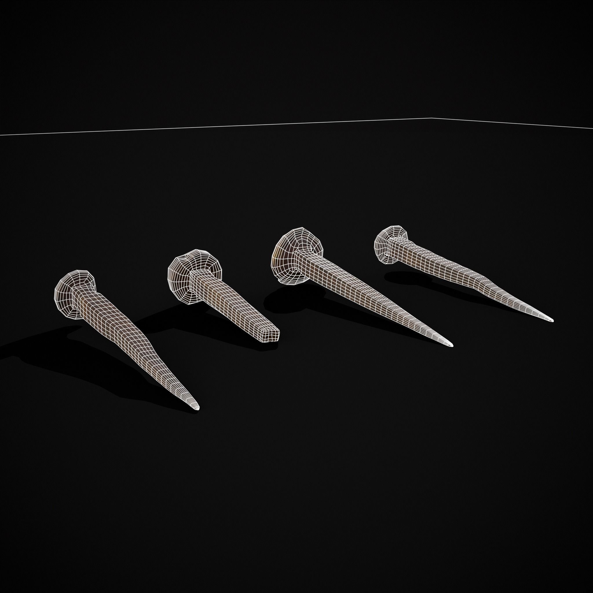 Old Rusting Medieval Nails Low-poly 3D model_26