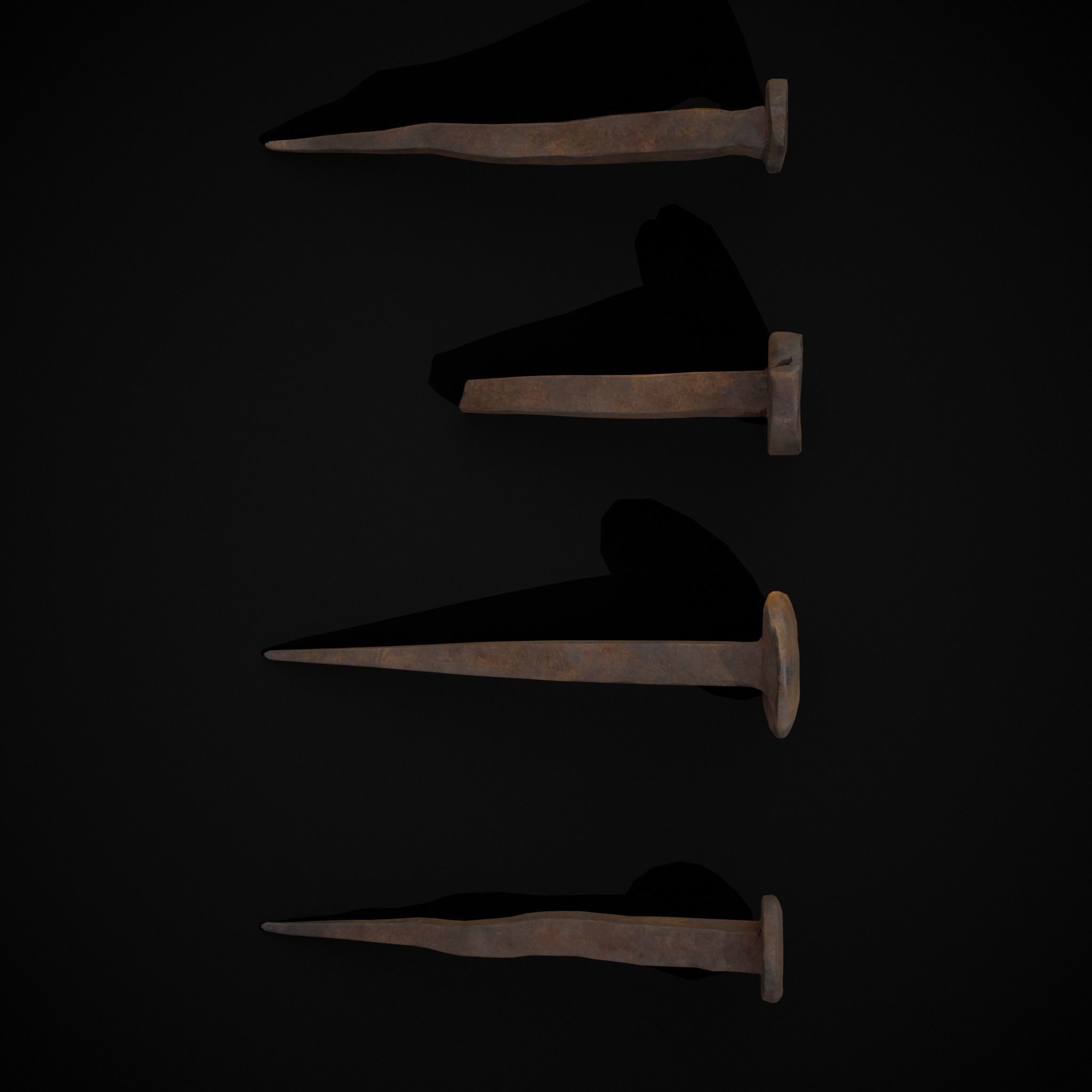Old Rusting Medieval Nails Low-poly 3D model_27