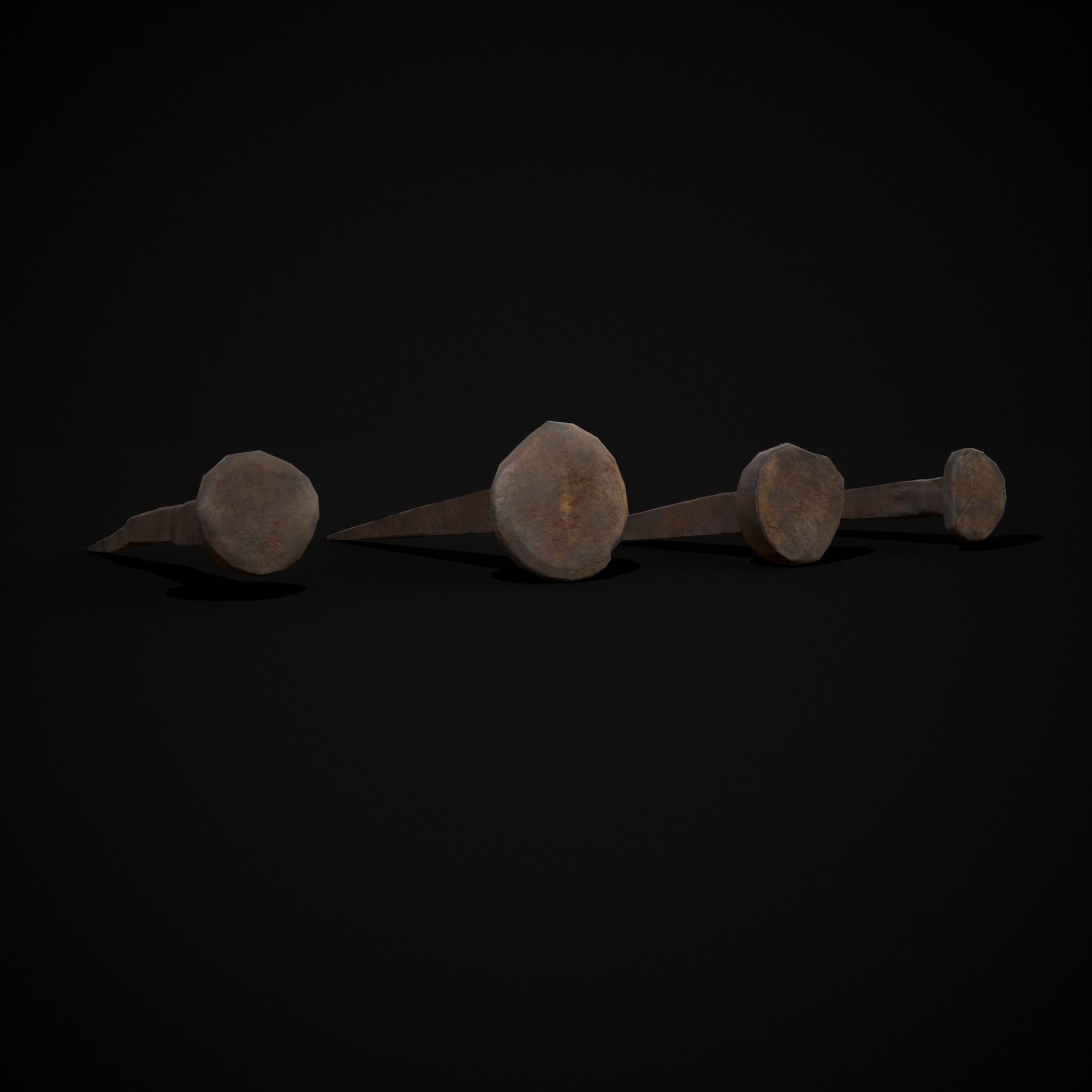 Old Rusting Medieval Nails Low-poly 3D model_5
