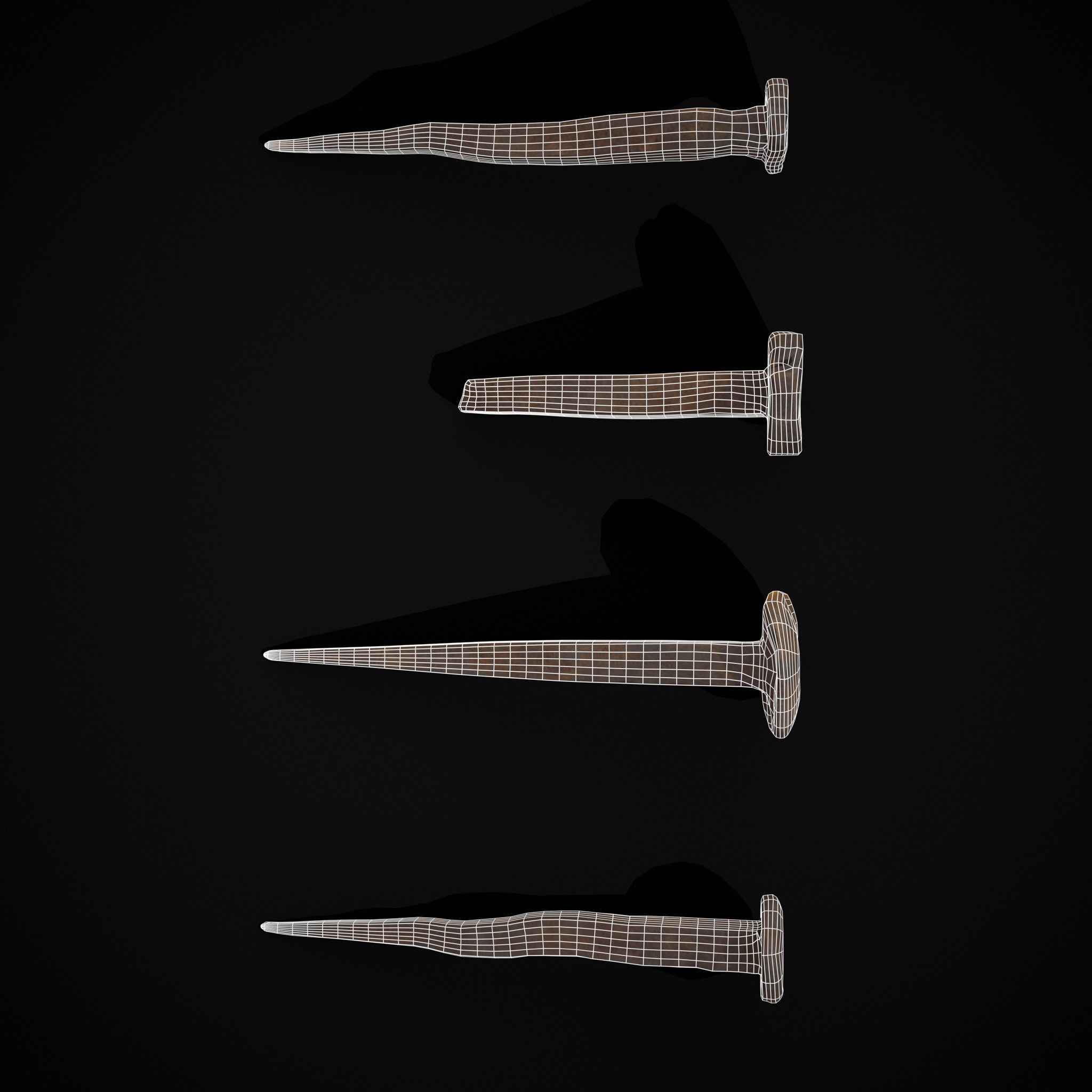 Old Rusting Medieval Nails Low-poly 3D model_28
