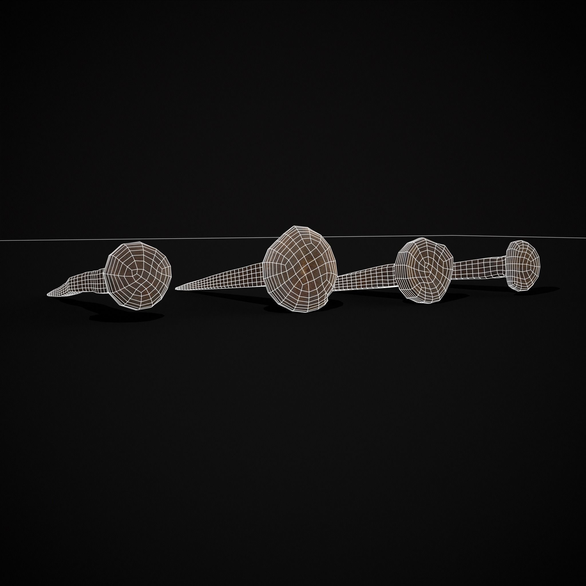 Old Rusting Medieval Nails Low-poly 3D model_6