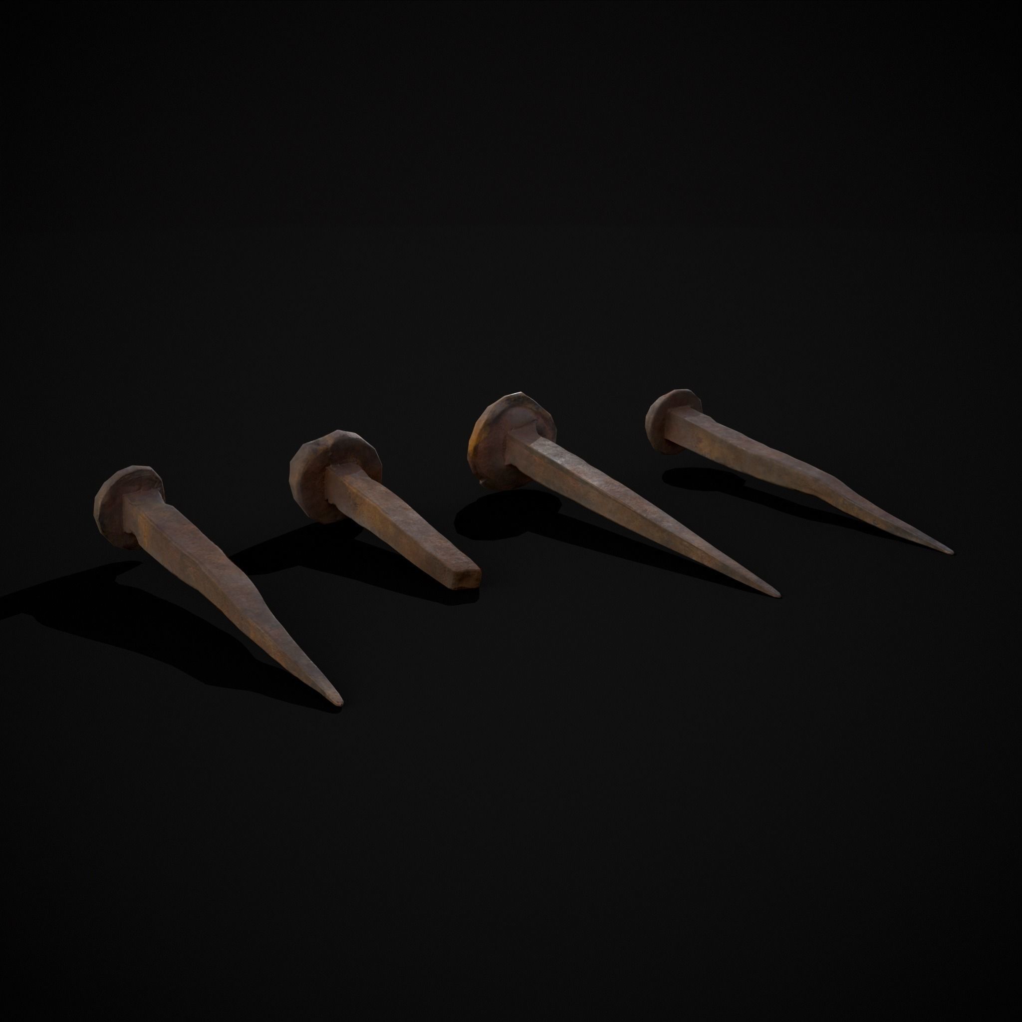 Old Rusting Medieval Nails Low-poly 3D model_25