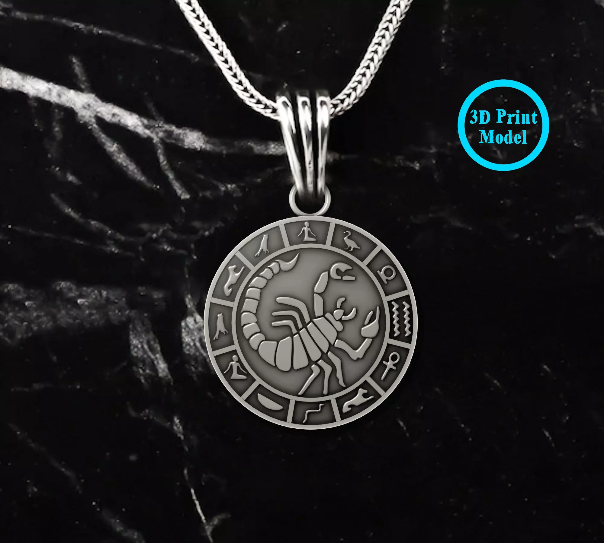 Scorpion Pendant Necklaces Pharaonic Inscriptions Egypt 3D print model