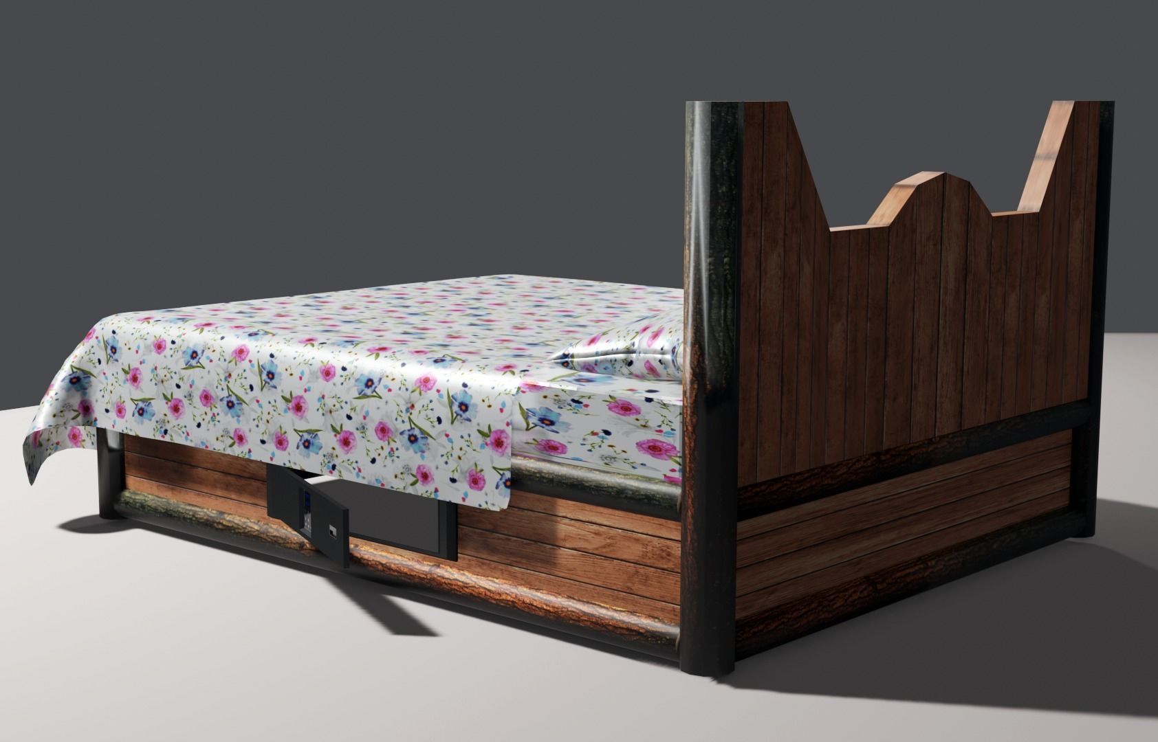 Wooden sofa 3D model_1