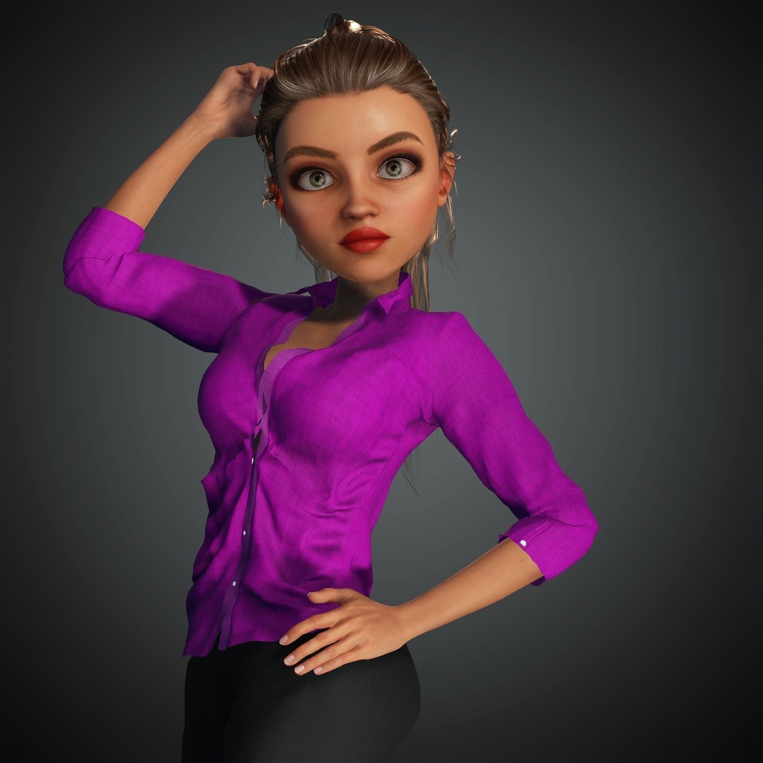Semi Realistic Cartoon Character Rigged Iclone Blender Maya  3D model_4