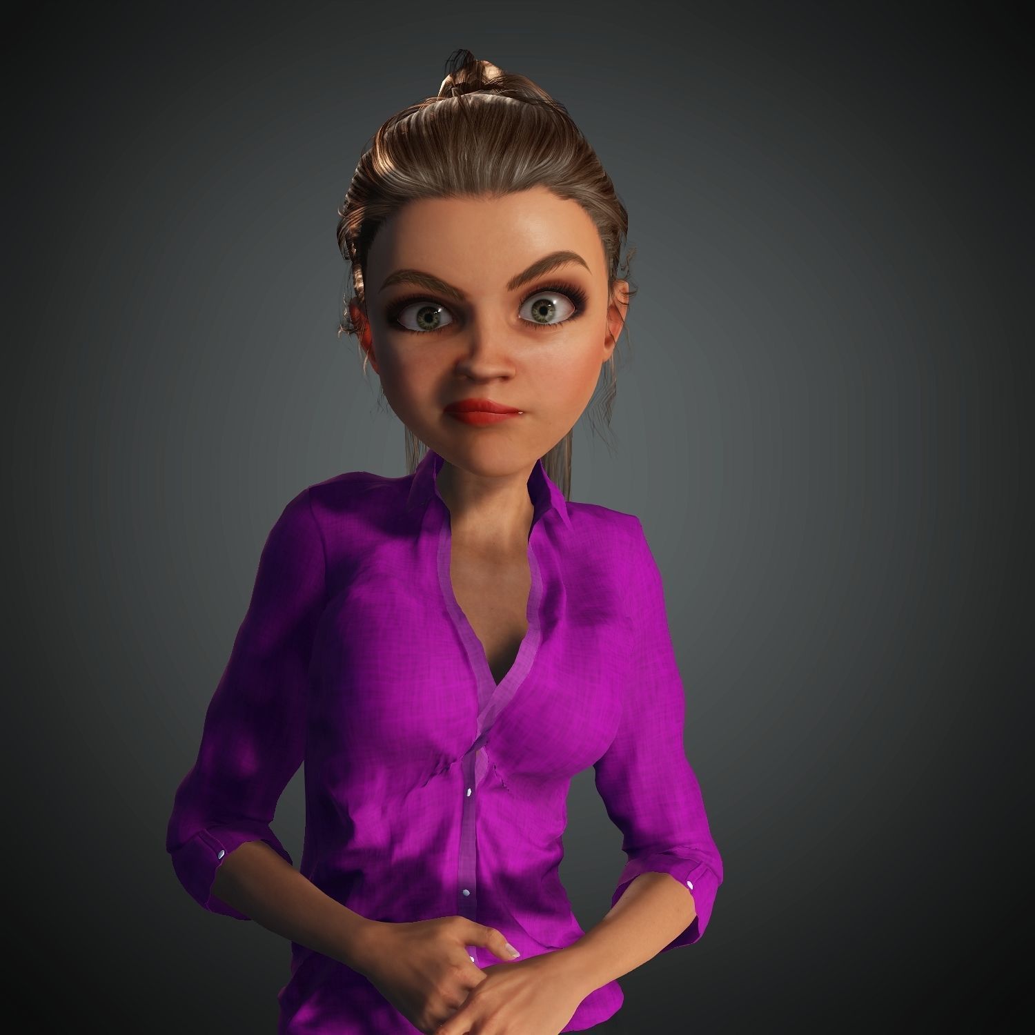 Semi Realistic Cartoon Character Rigged Iclone Blender Maya  3D model_1