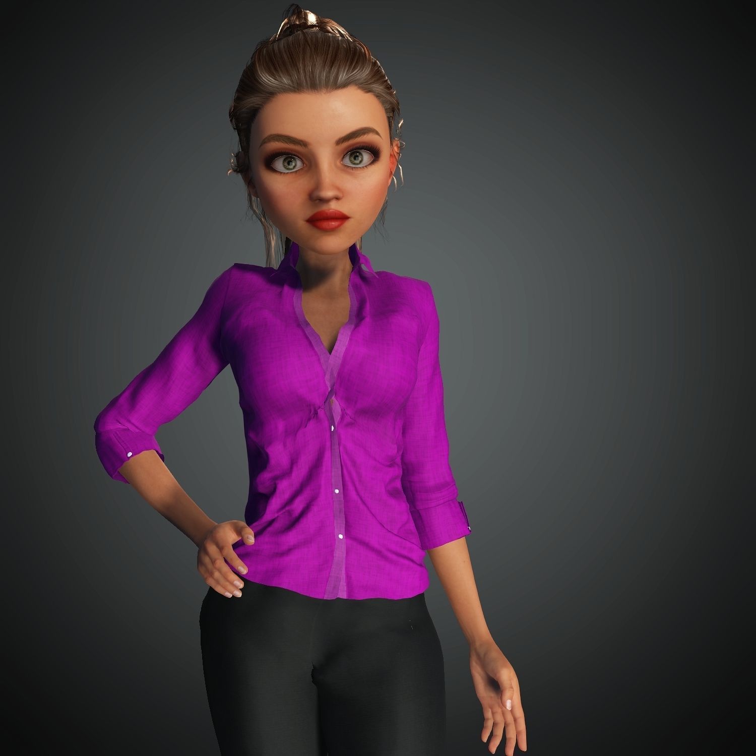 Semi Realistic Cartoon Character Rigged Iclone Blender Maya  3D model_5