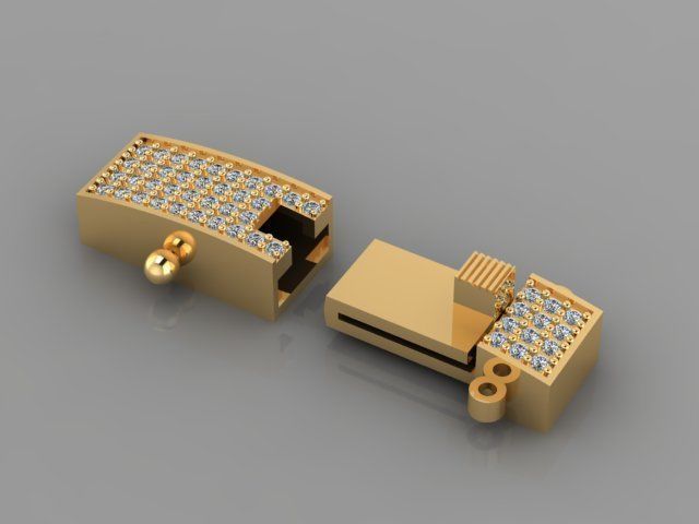 clasp box with diamond 3D print model_7