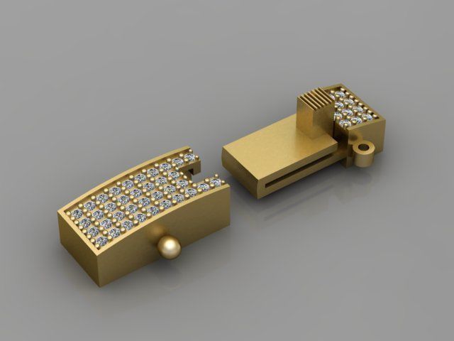clasp box with diamond 3D print model_8